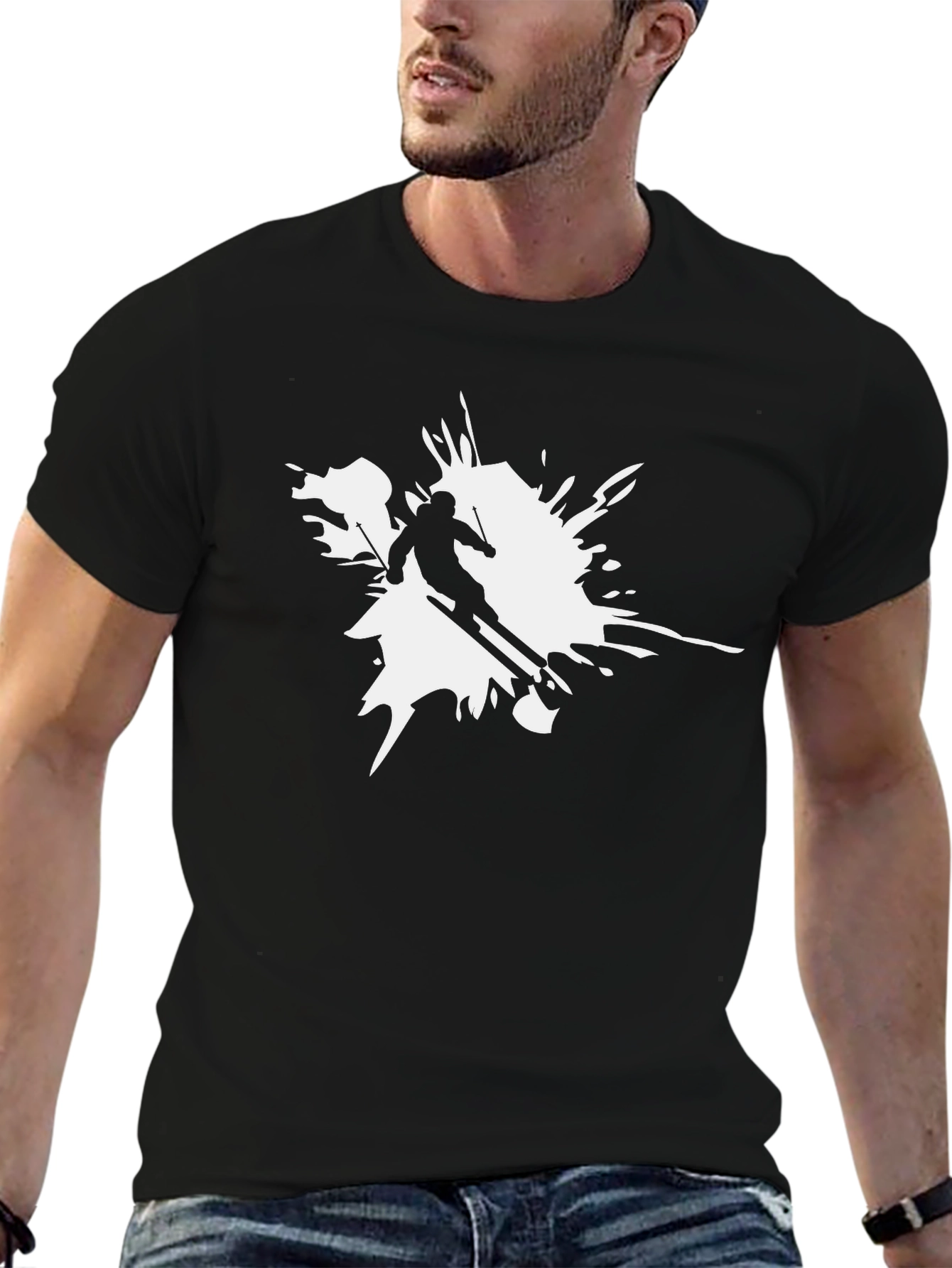 Skiing Splash Graphic T-Shirt - Cool Sport Tee