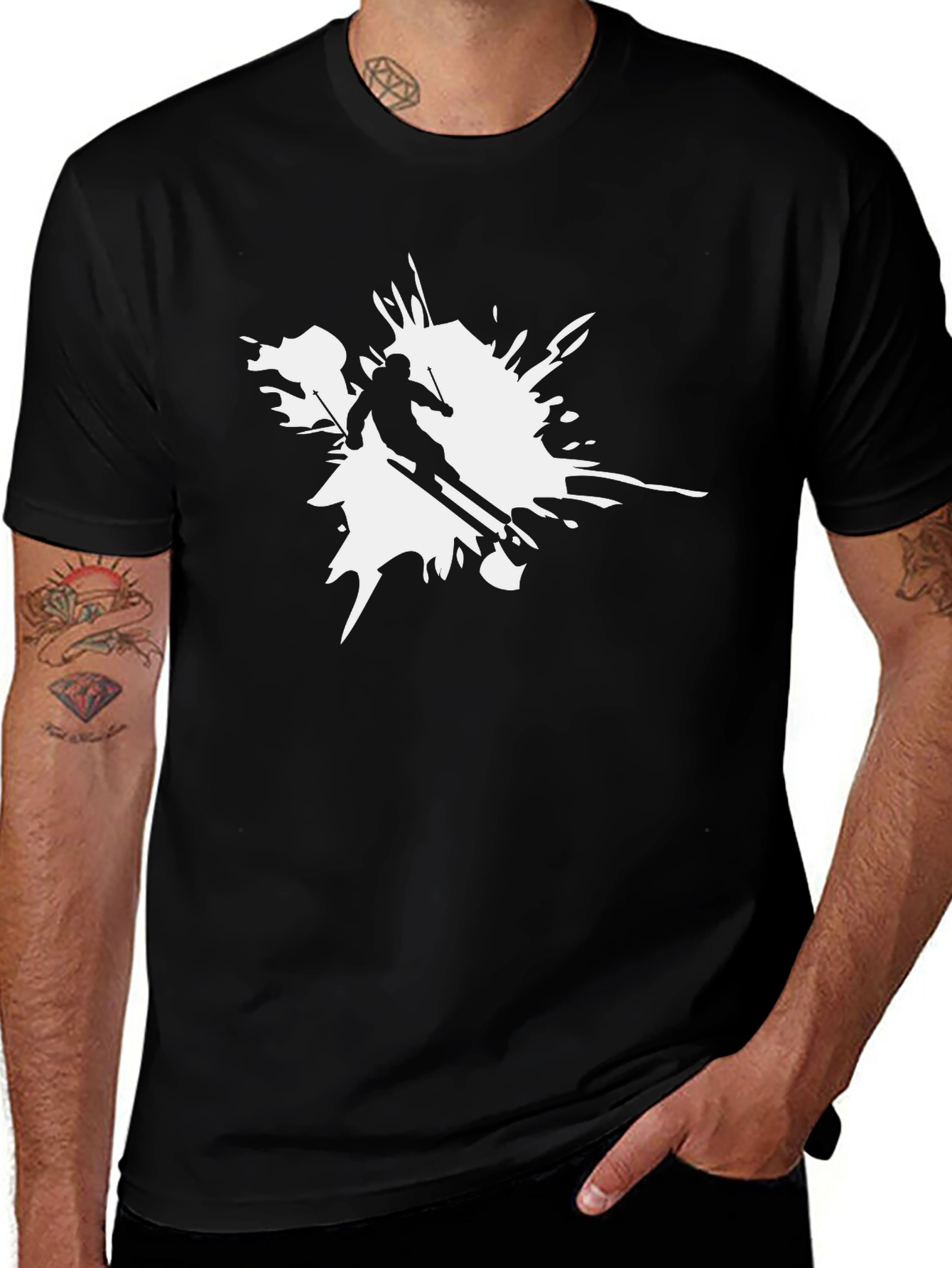Skiing Splash Graphic T-Shirt - Cool Sport Tee