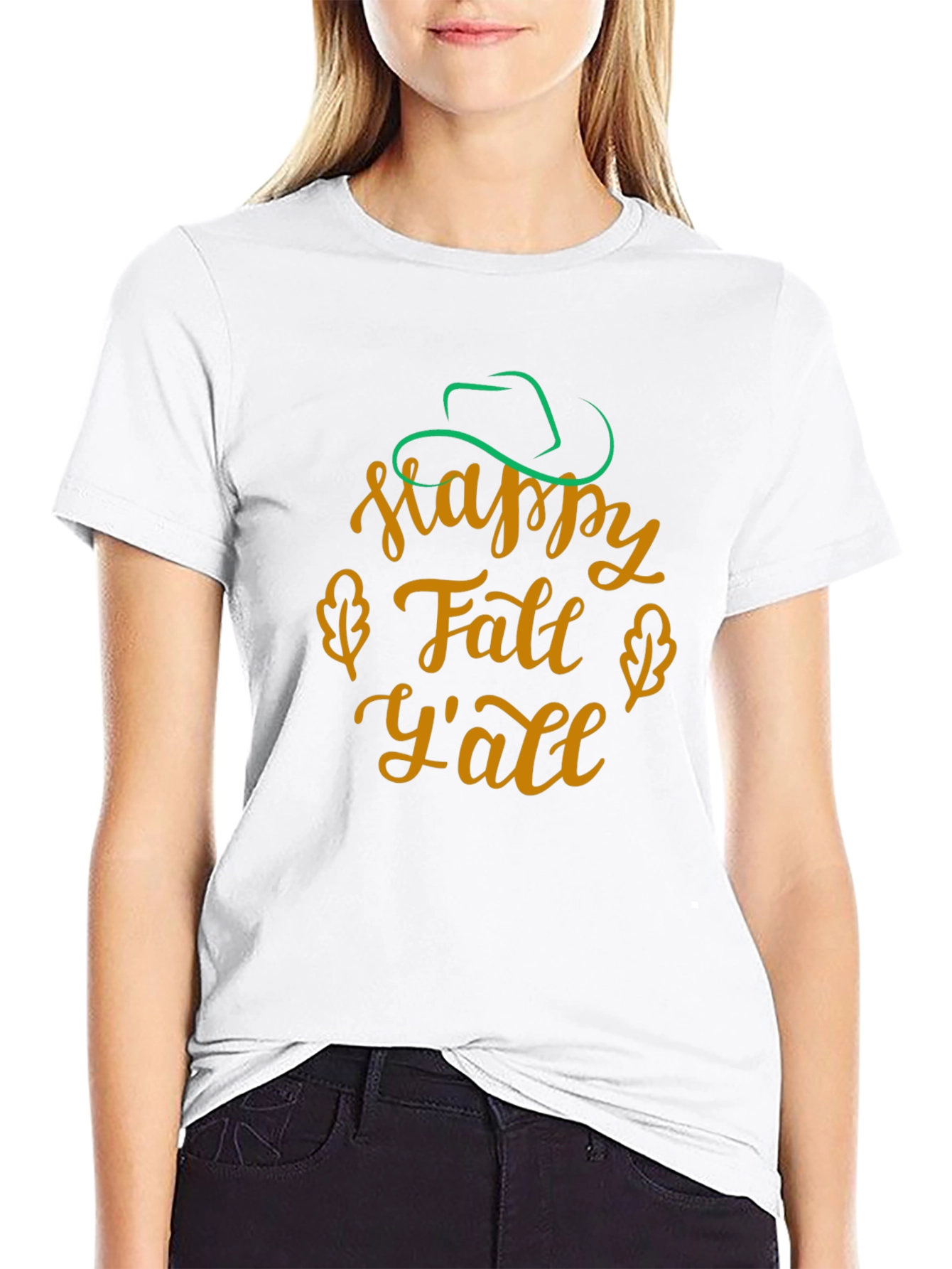 Happy Fall Yall Black T-Shirt