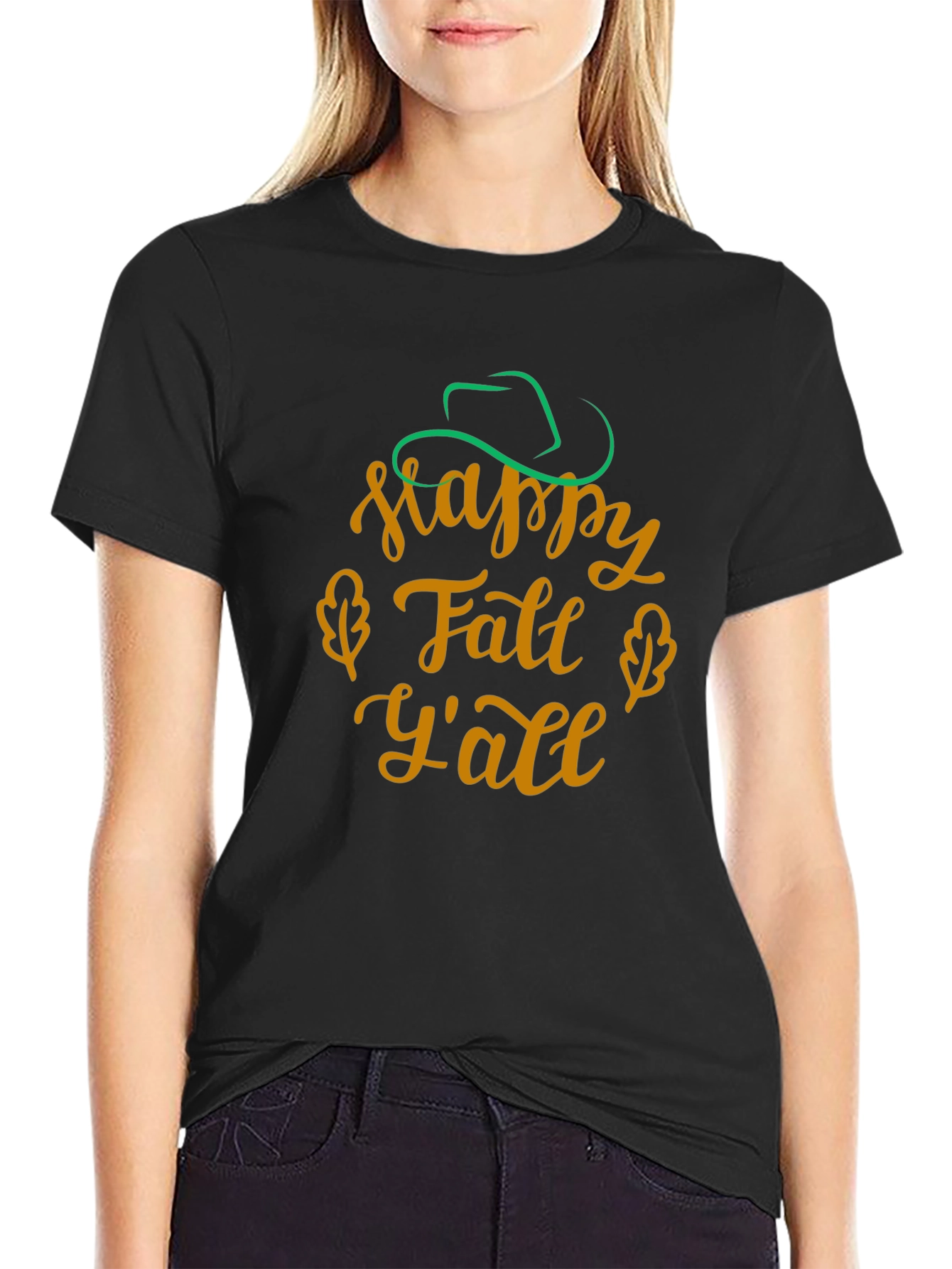 Happy Fall Yall Black T-Shirt