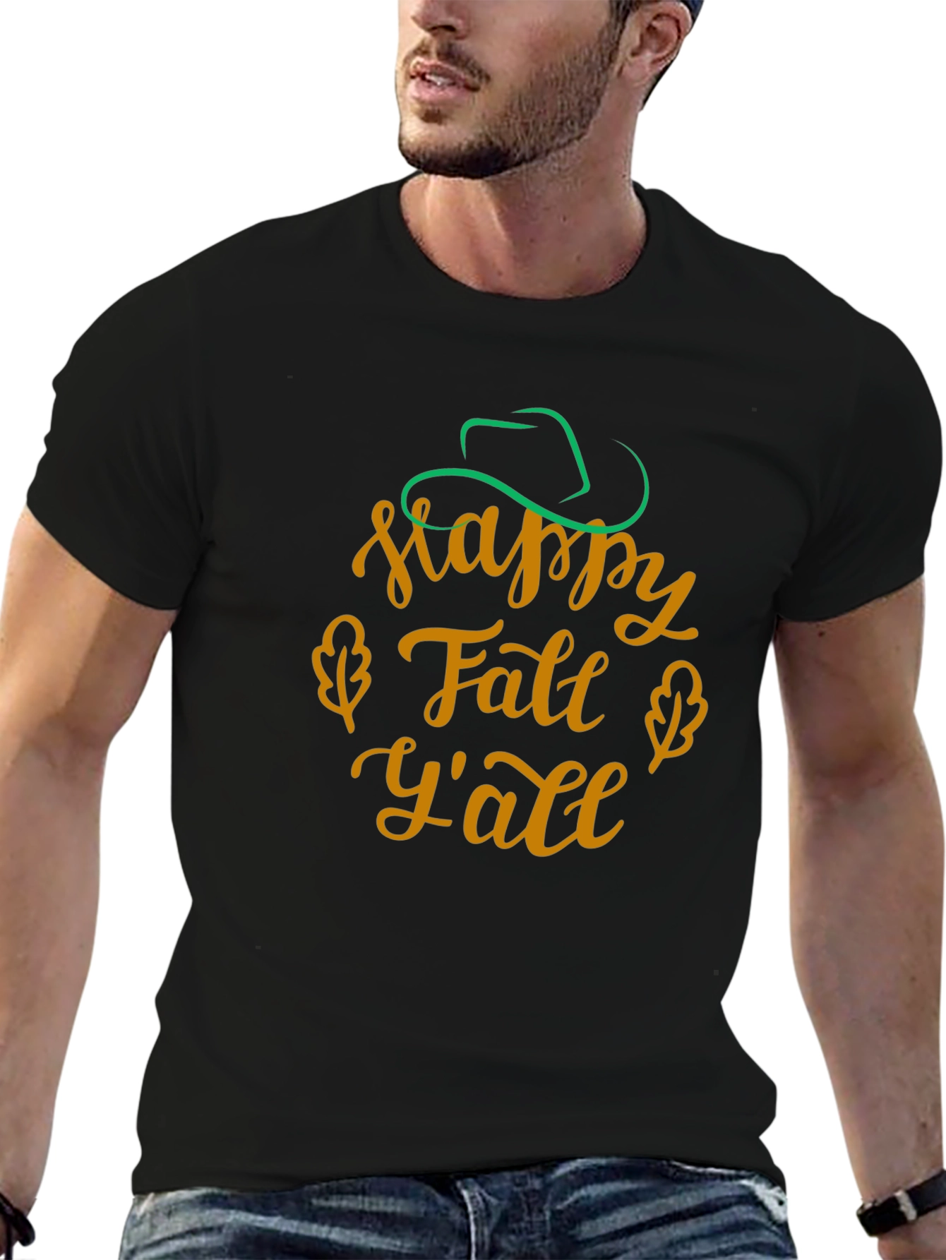 Happy Fall Yall Black T-Shirt