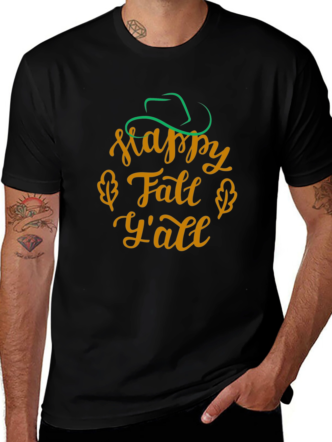 Happy Fall Yall Black T-Shirt
