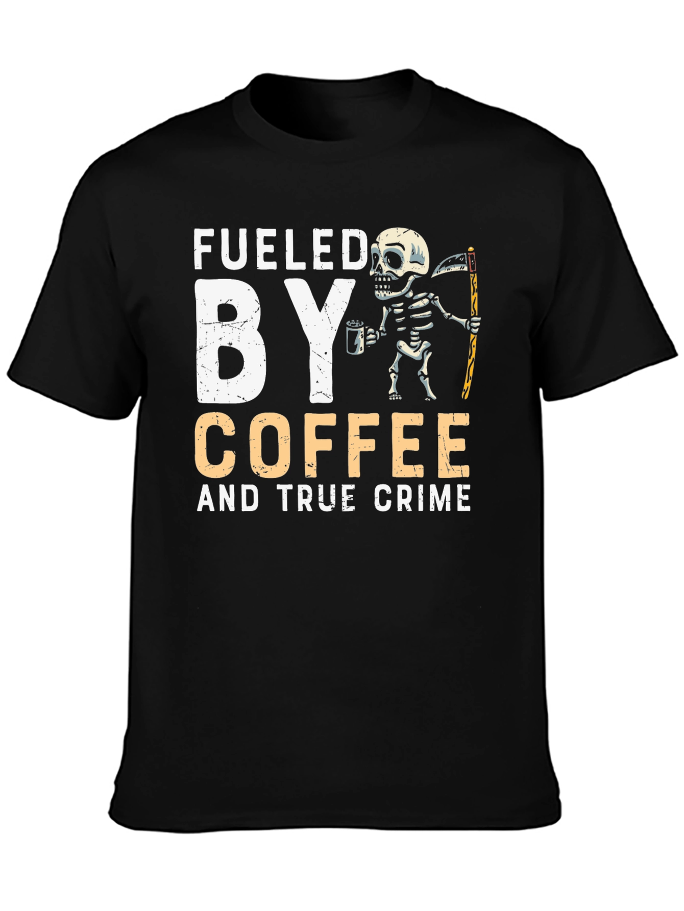 Fueled by Coffee and True Crime Skeleton T-Shirt