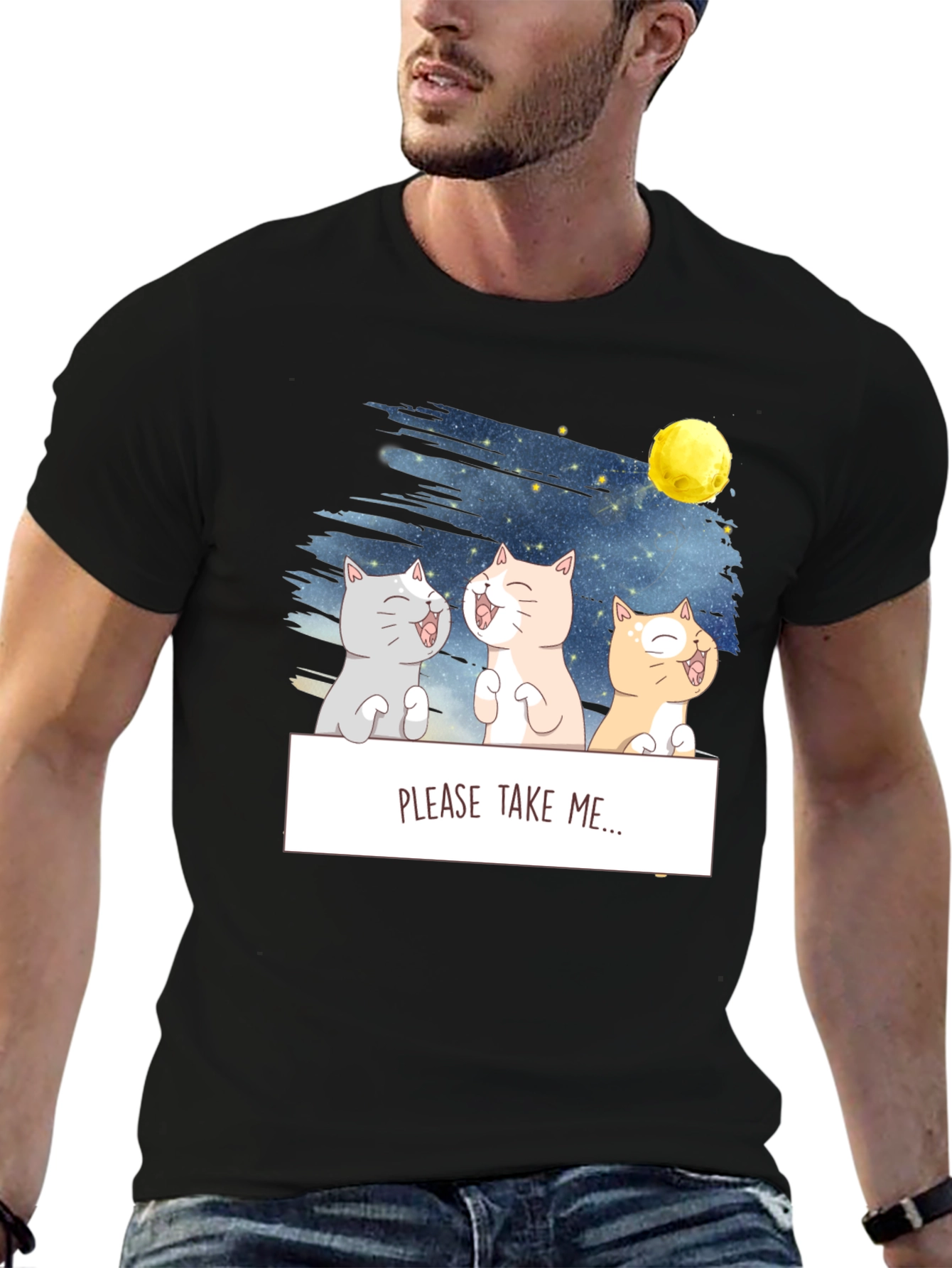 Funny Cat Graphic T-Shirt - Please Take Me!