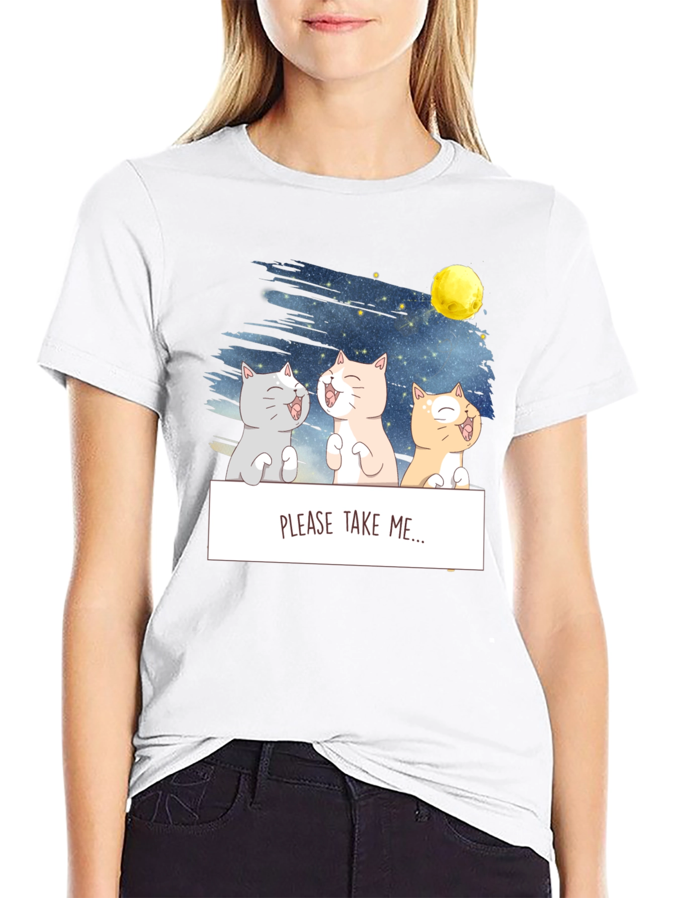 Funny Cat Graphic T-Shirt - Please Take Me!