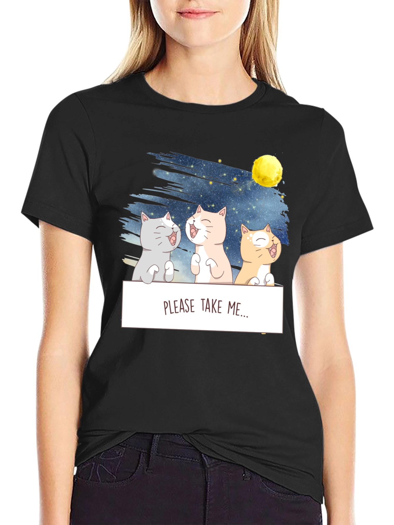 Funny Cat Graphic T-Shirt - Please Take Me!