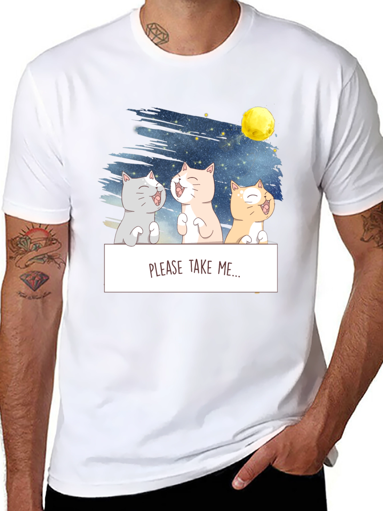 Funny Cat Graphic T-Shirt - Please Take Me!