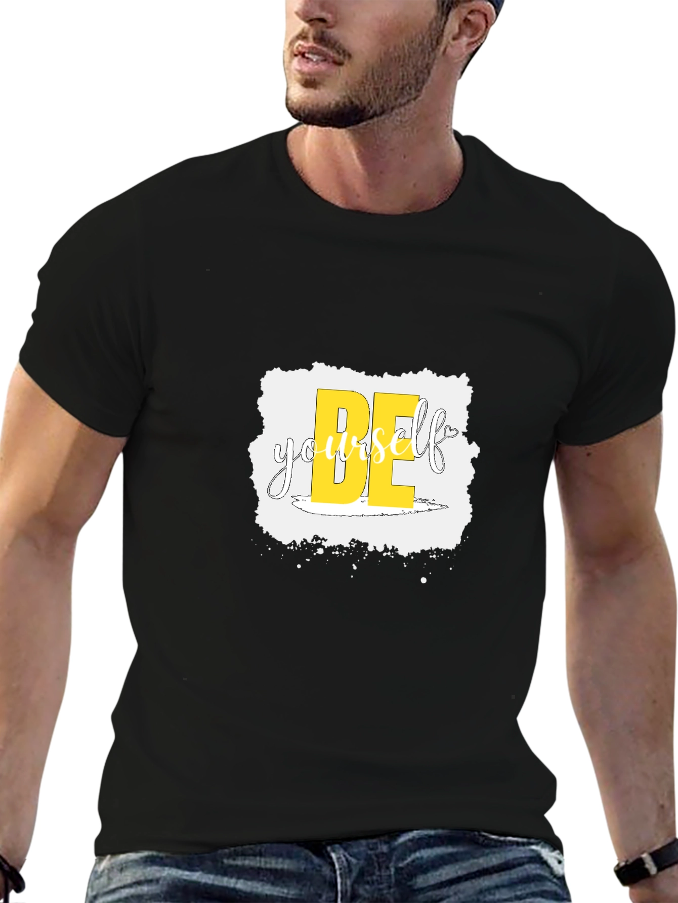 Be Yourself Graphic Print Black T-Shirt