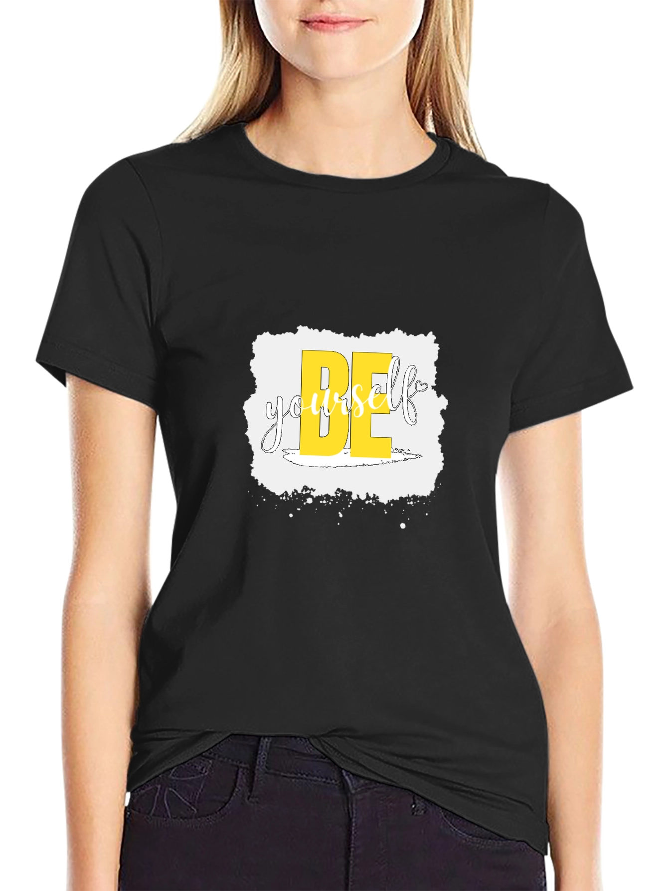 Be Yourself Graphic Print Black T-Shirt