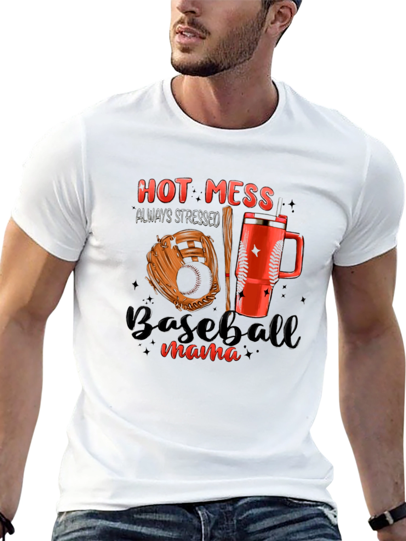 Hot Mess Baseball Mama T-Shirt