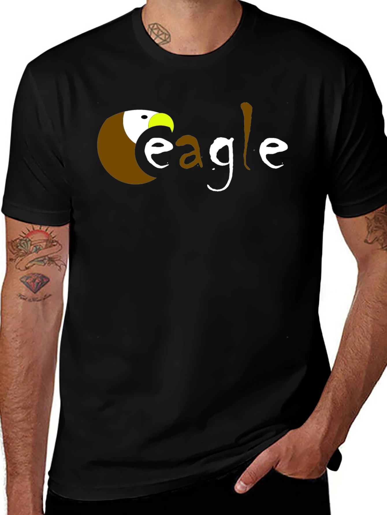 Eagle Graphic T-Shirt - Black Crew Neck