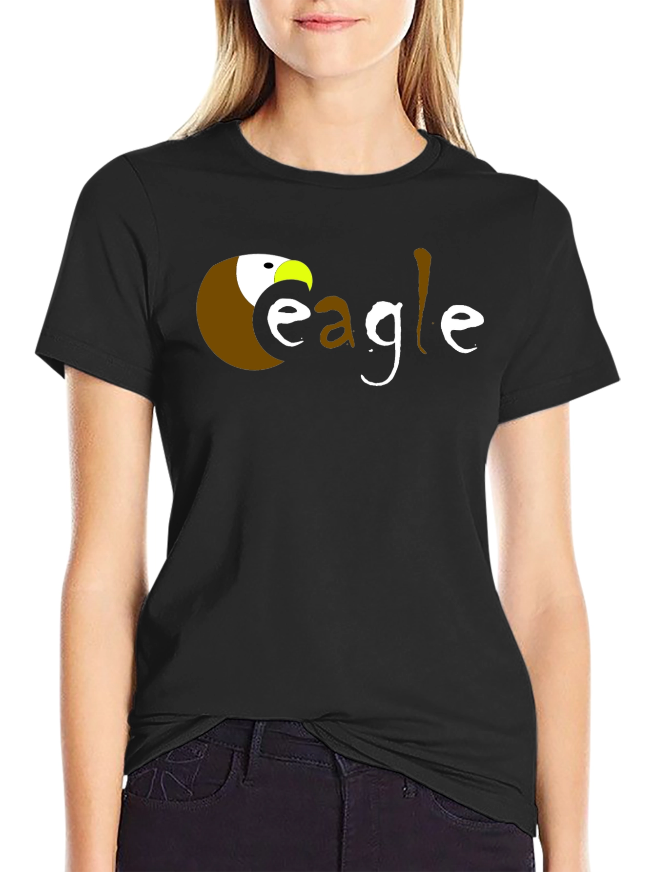 Eagle Graphic T-Shirt - Black Crew Neck