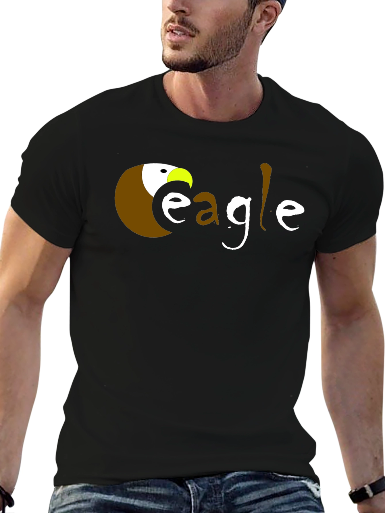 Eagle Graphic T-Shirt - Black Crew Neck