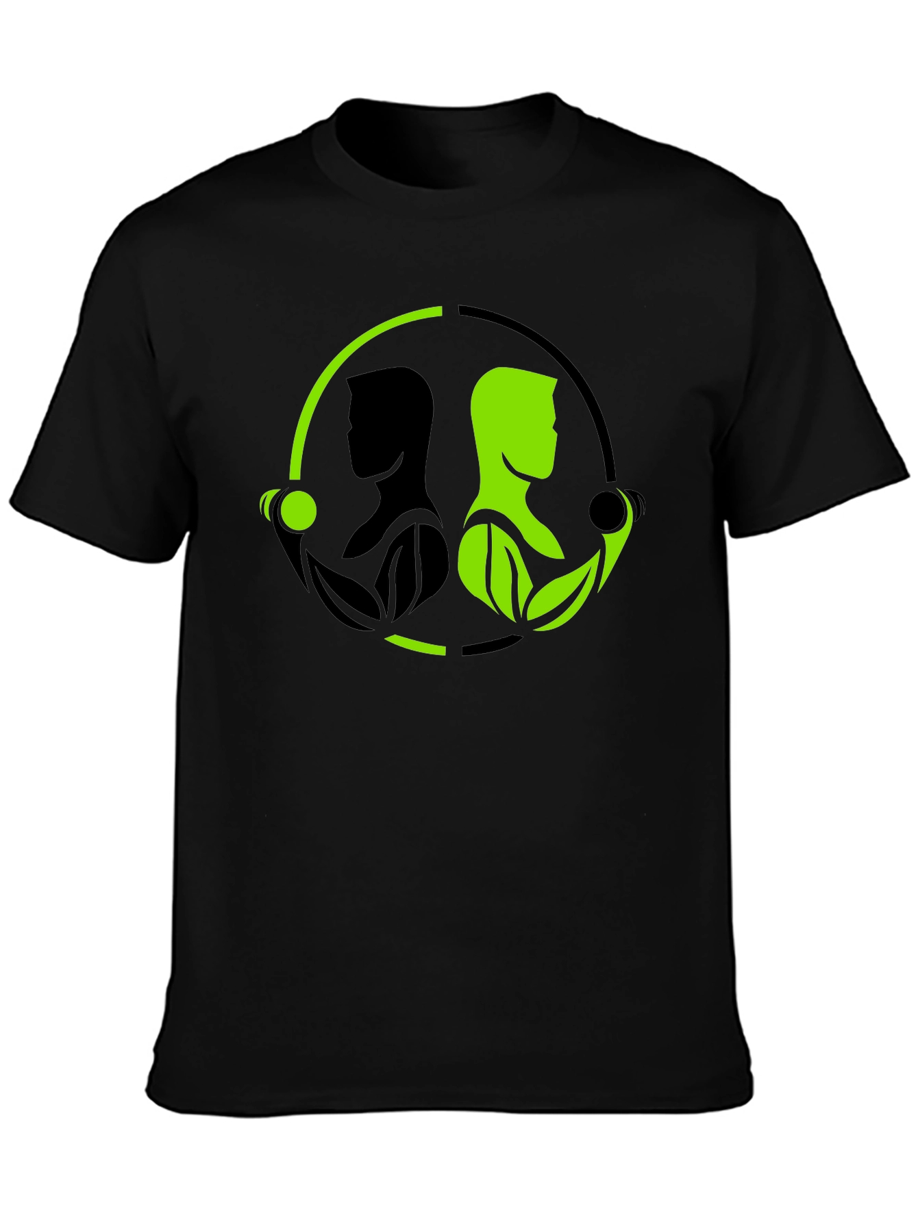 Nature Gym T-Shirt - Black Green Yin Yang Fitness