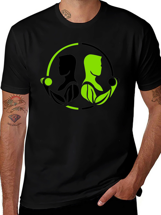 Nature Gym T-Shirt - Black Green Yin Yang Fitness