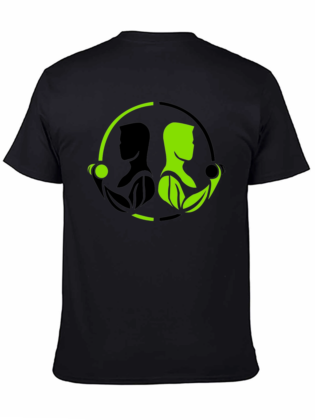 Nature Gym T-Shirt - Black Green Yin Yang Fitness