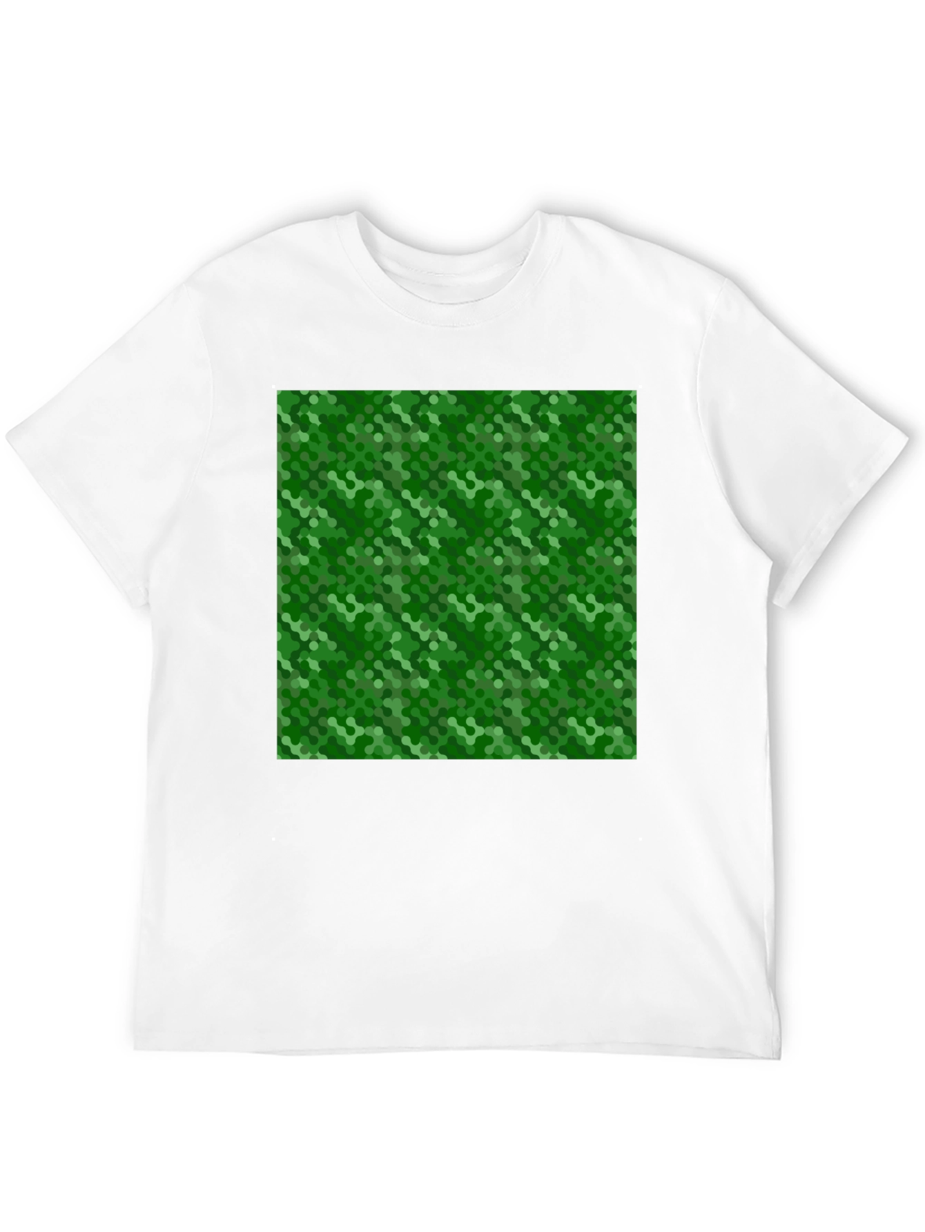 Green Hexagon Pattern Black T-Shirt