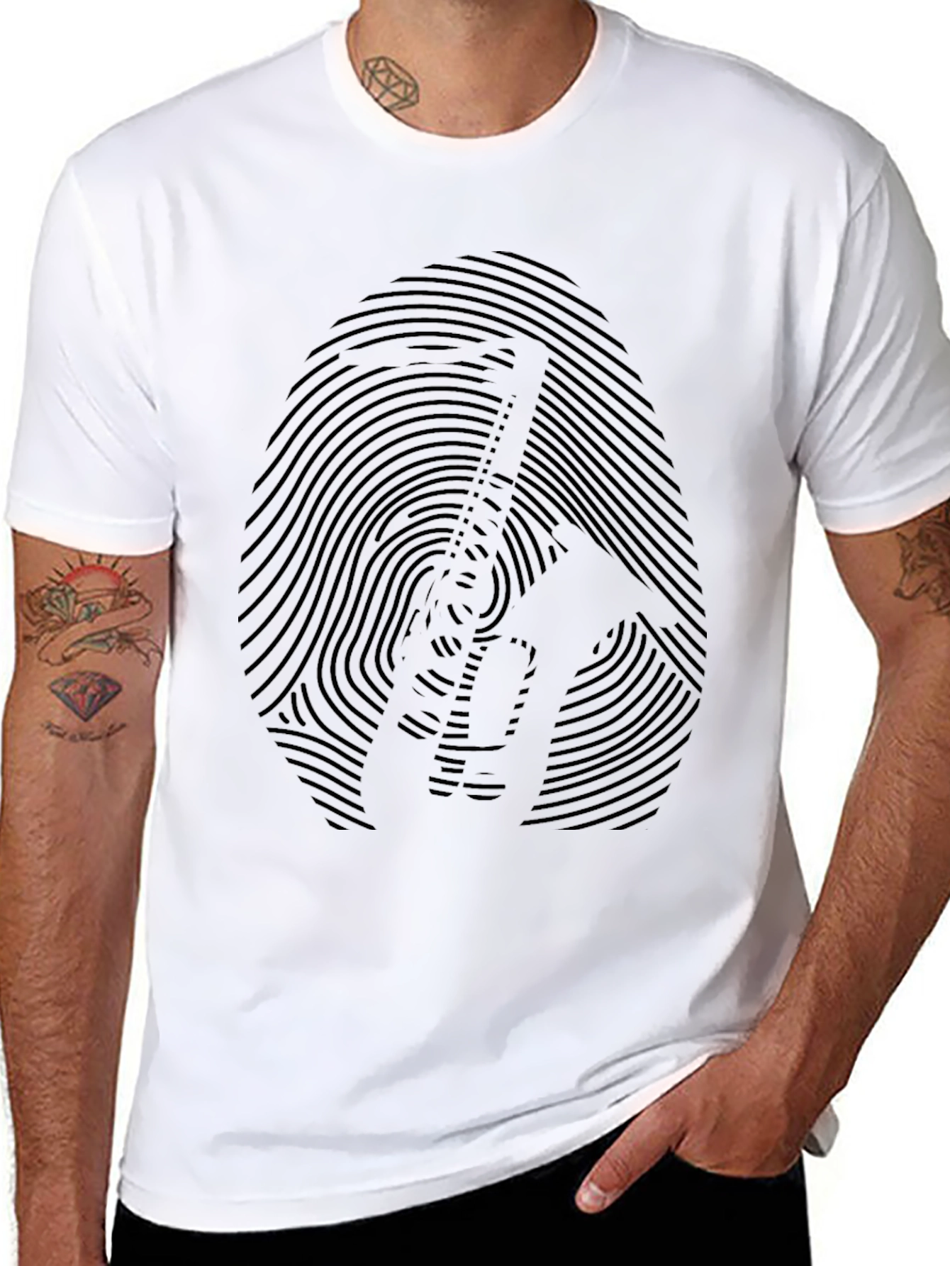 Guitar Fingerprint T-Shirt - Music Lover Tee