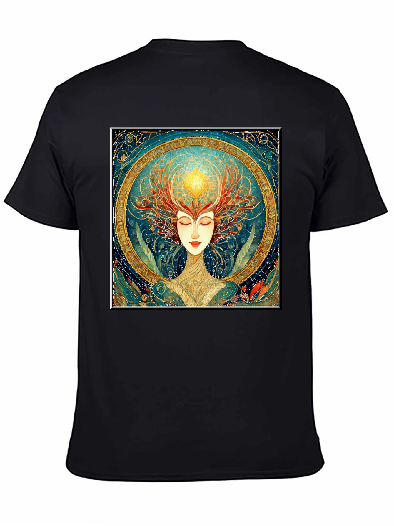 Art Nouveau Woman Black T-Shirt