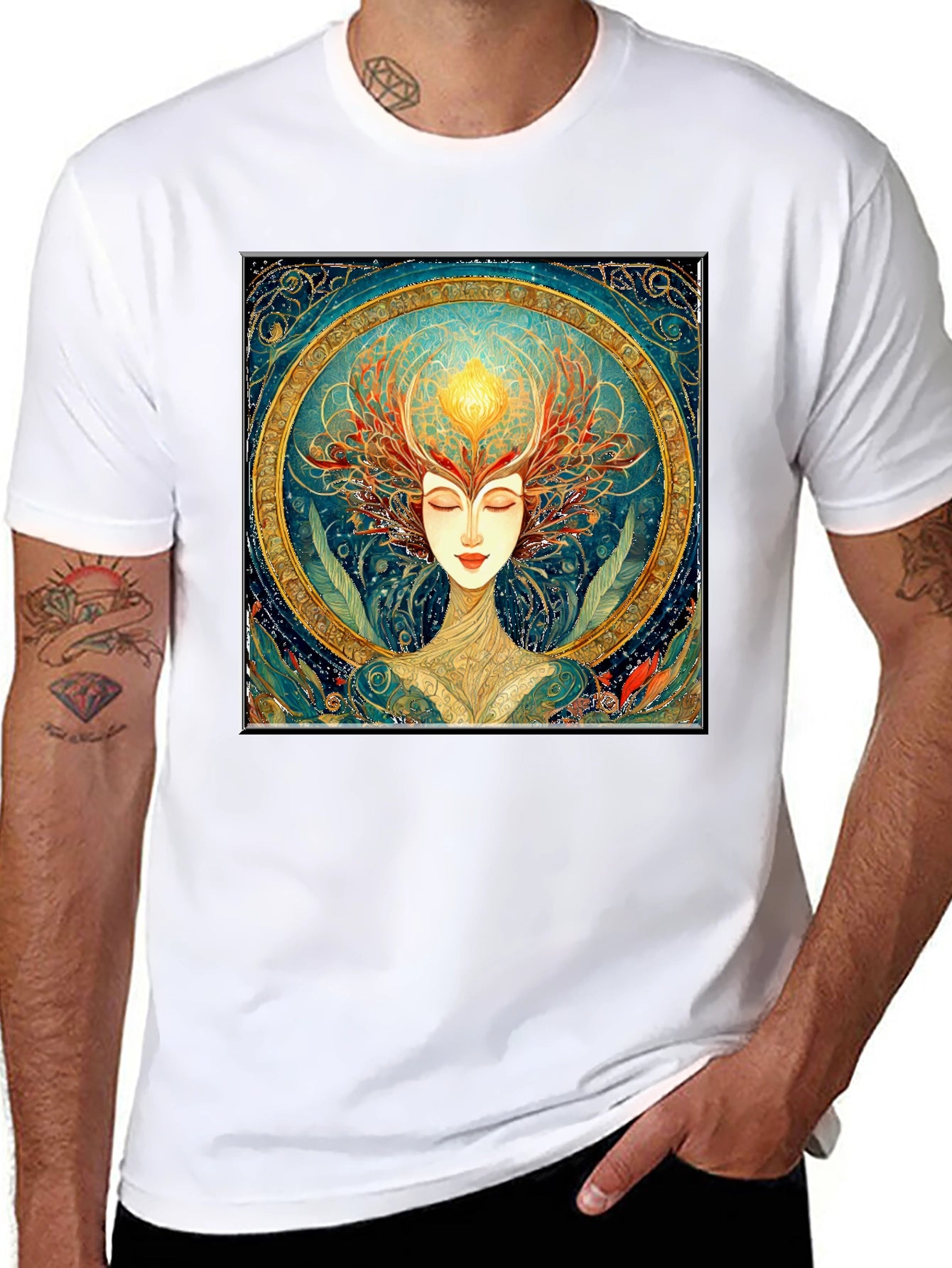 Art Nouveau Woman Black T-Shirt