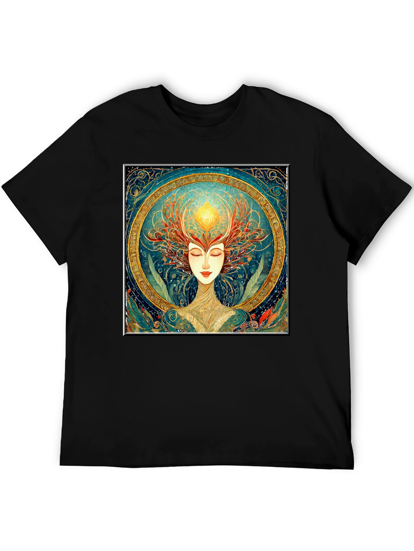 Art Nouveau Woman Black T-Shirt