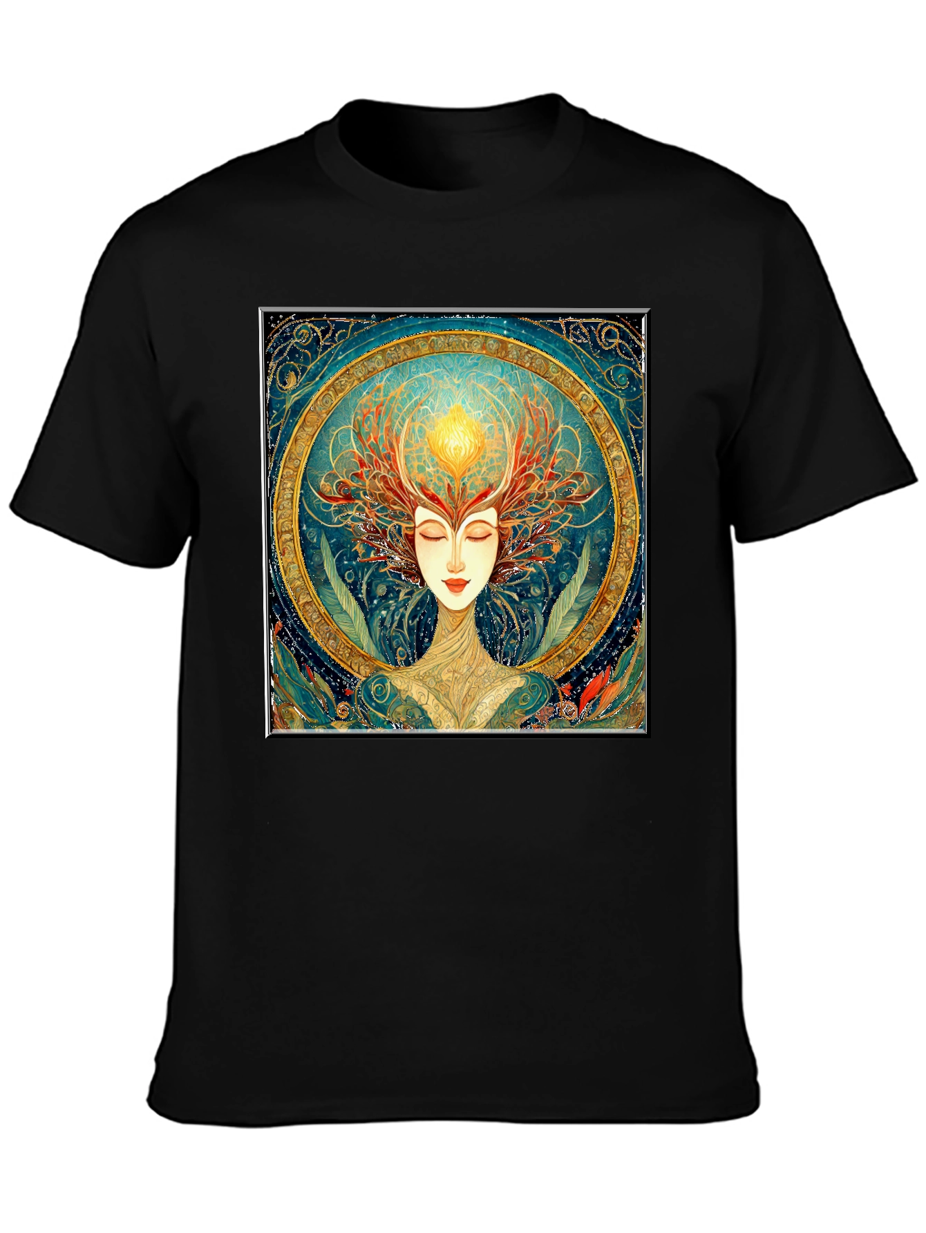 Art Nouveau Woman Black T-Shirt