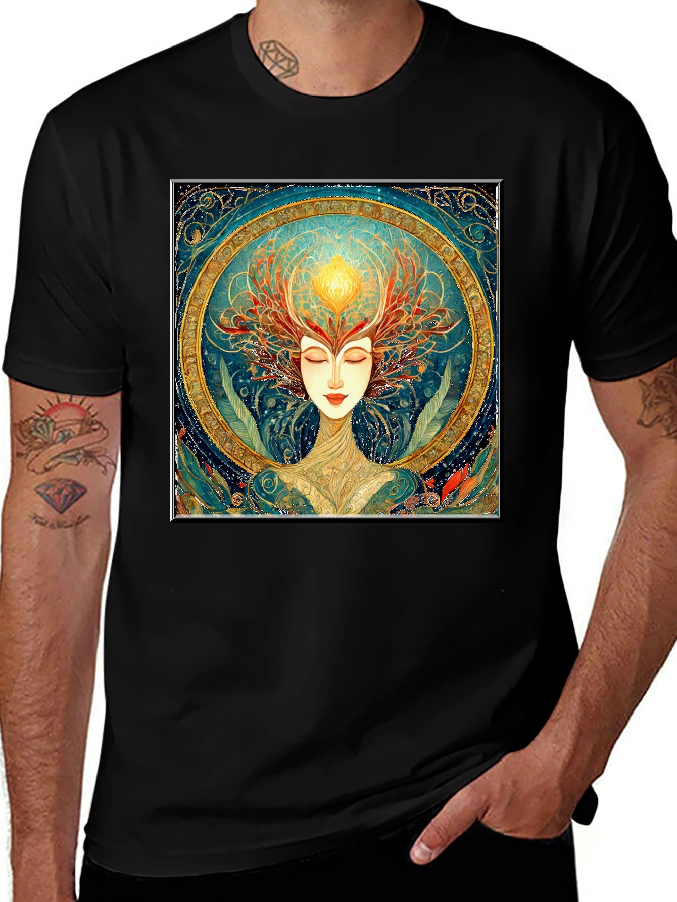 Art Nouveau Woman Black T-Shirt