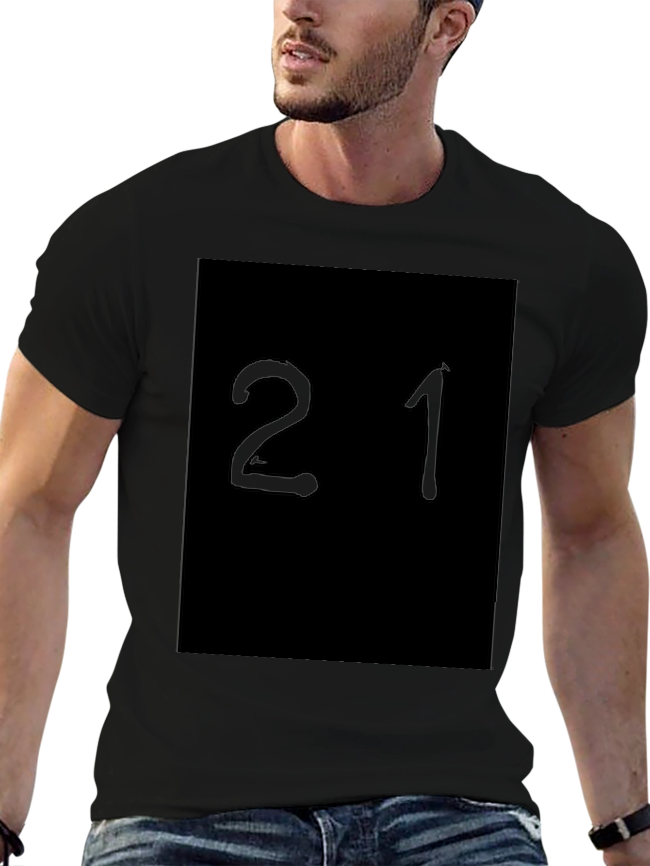 Black T-Shirt with 21 Design