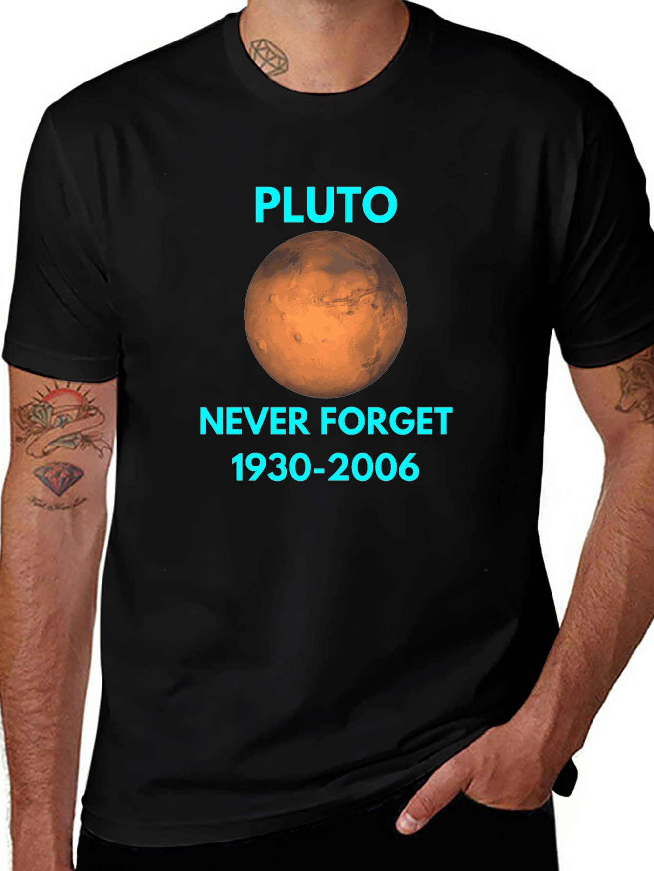 Pluto Never Forget Black Graphic T-Shirt