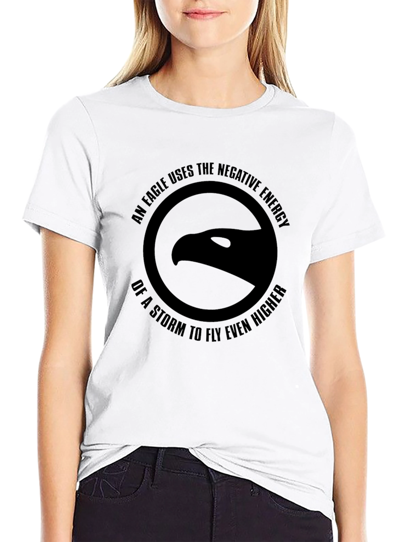 Motivational Eagle Storm Energy Black T-Shirt