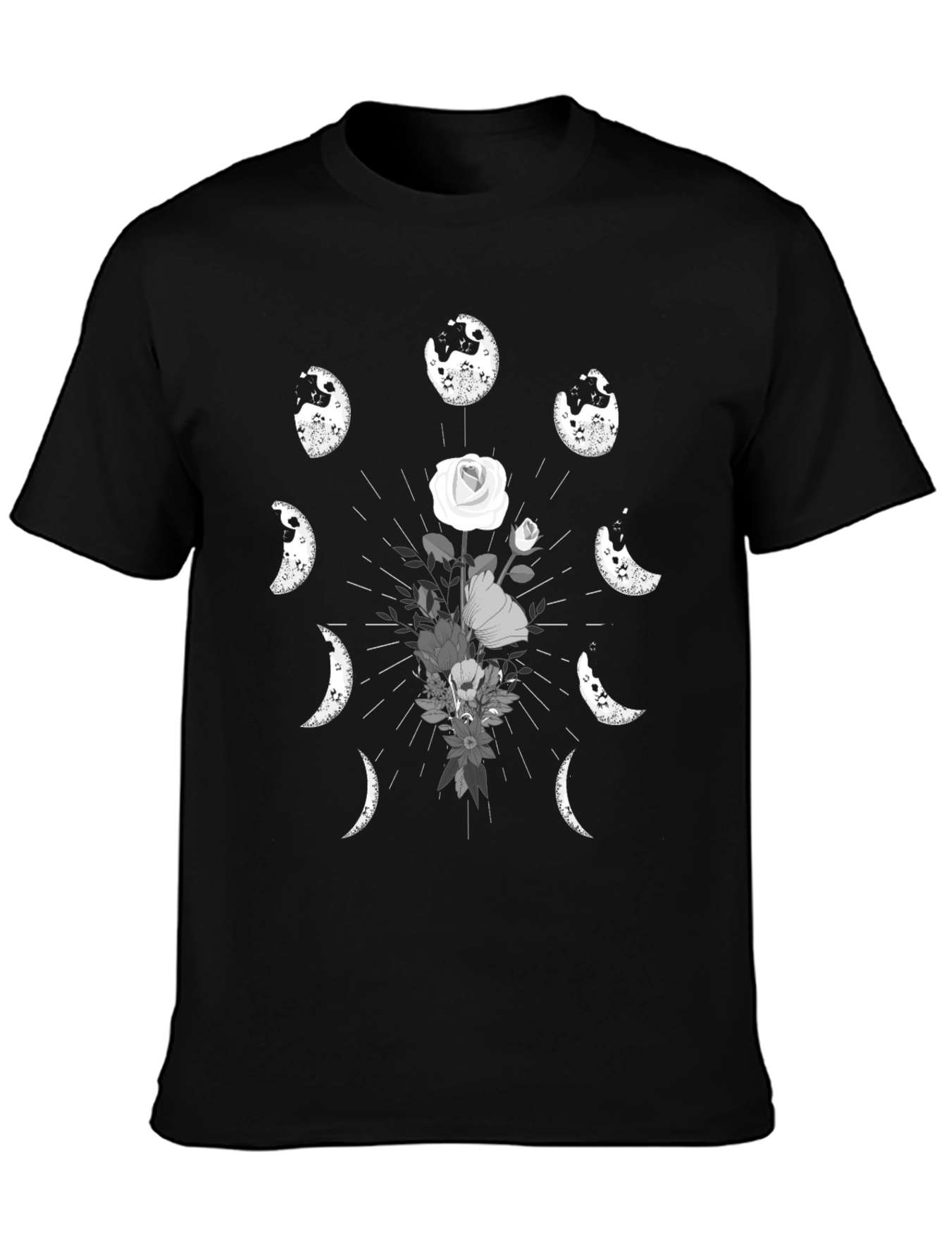 Lunar Flower T-Shirt - Dark Moon Phase Design