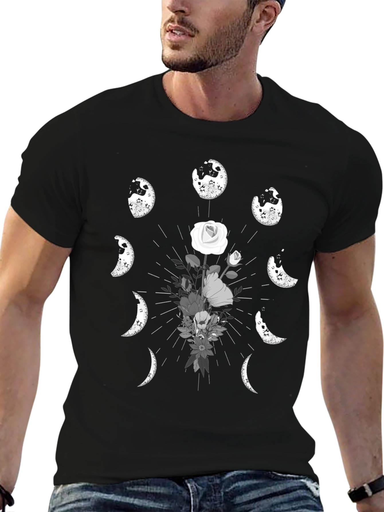 Lunar Flower T-Shirt - Dark Moon Phase Design