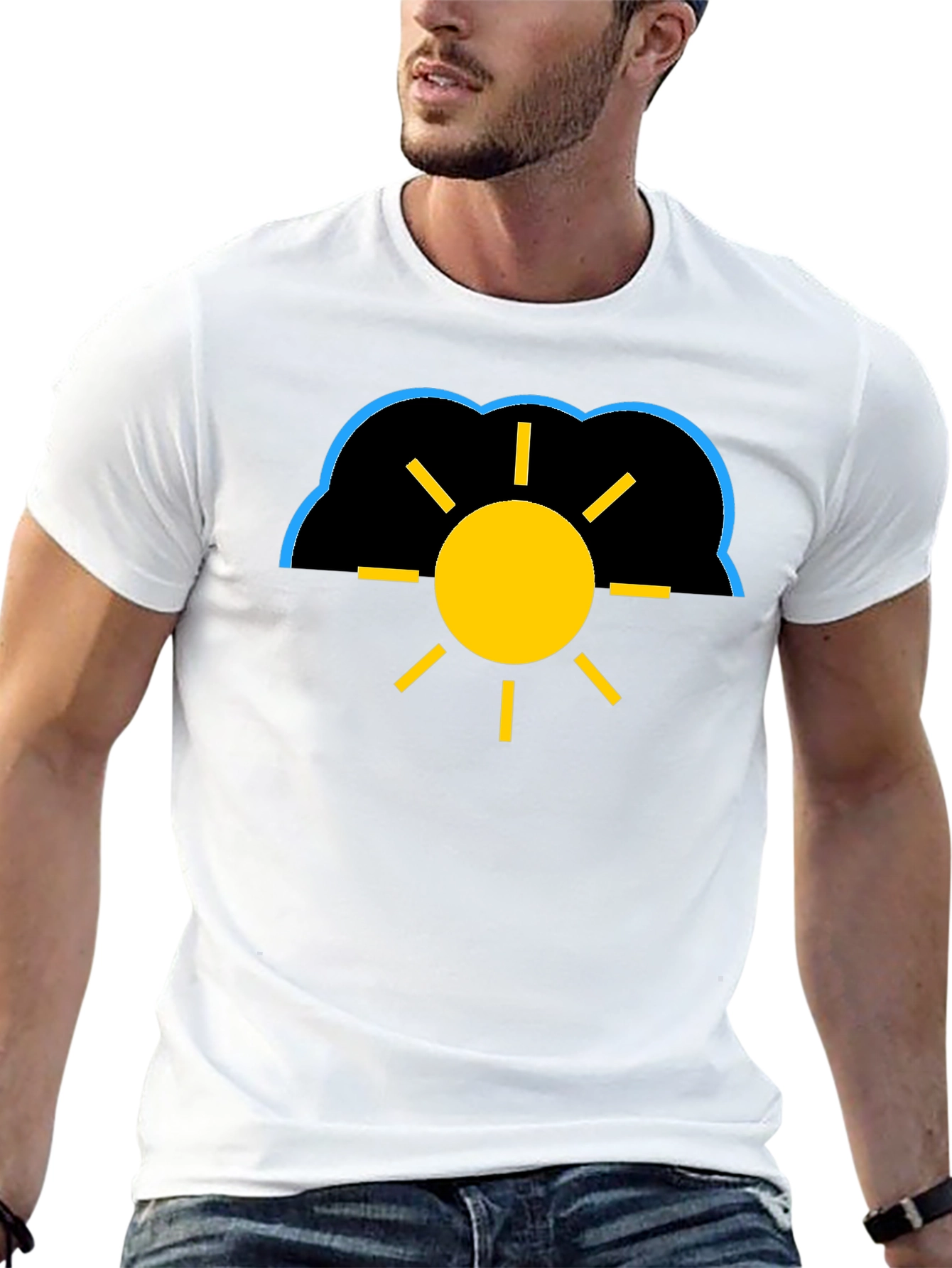 Cloudy Sun Black T-Shirt