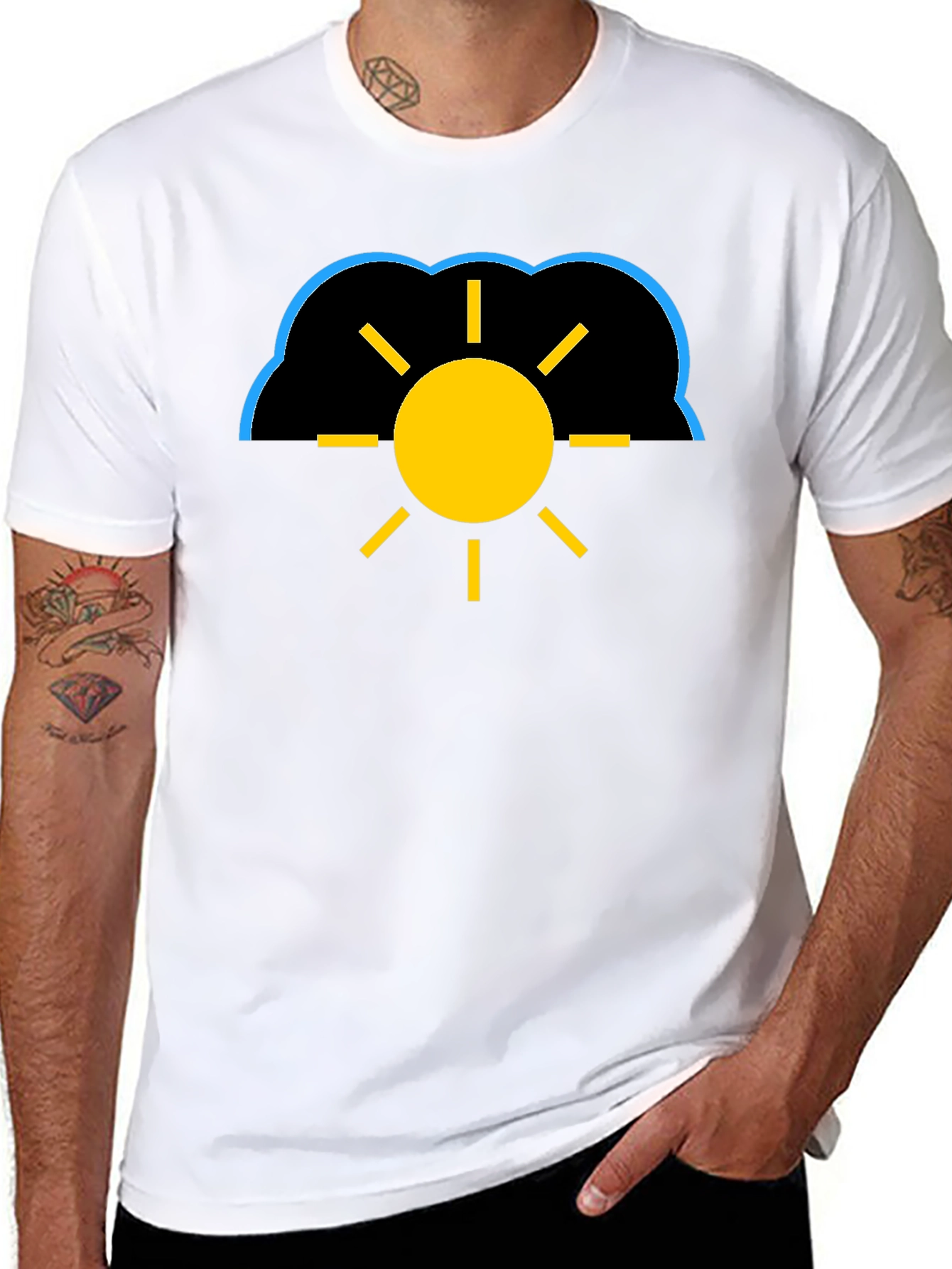 Cloudy Sun Black T-Shirt