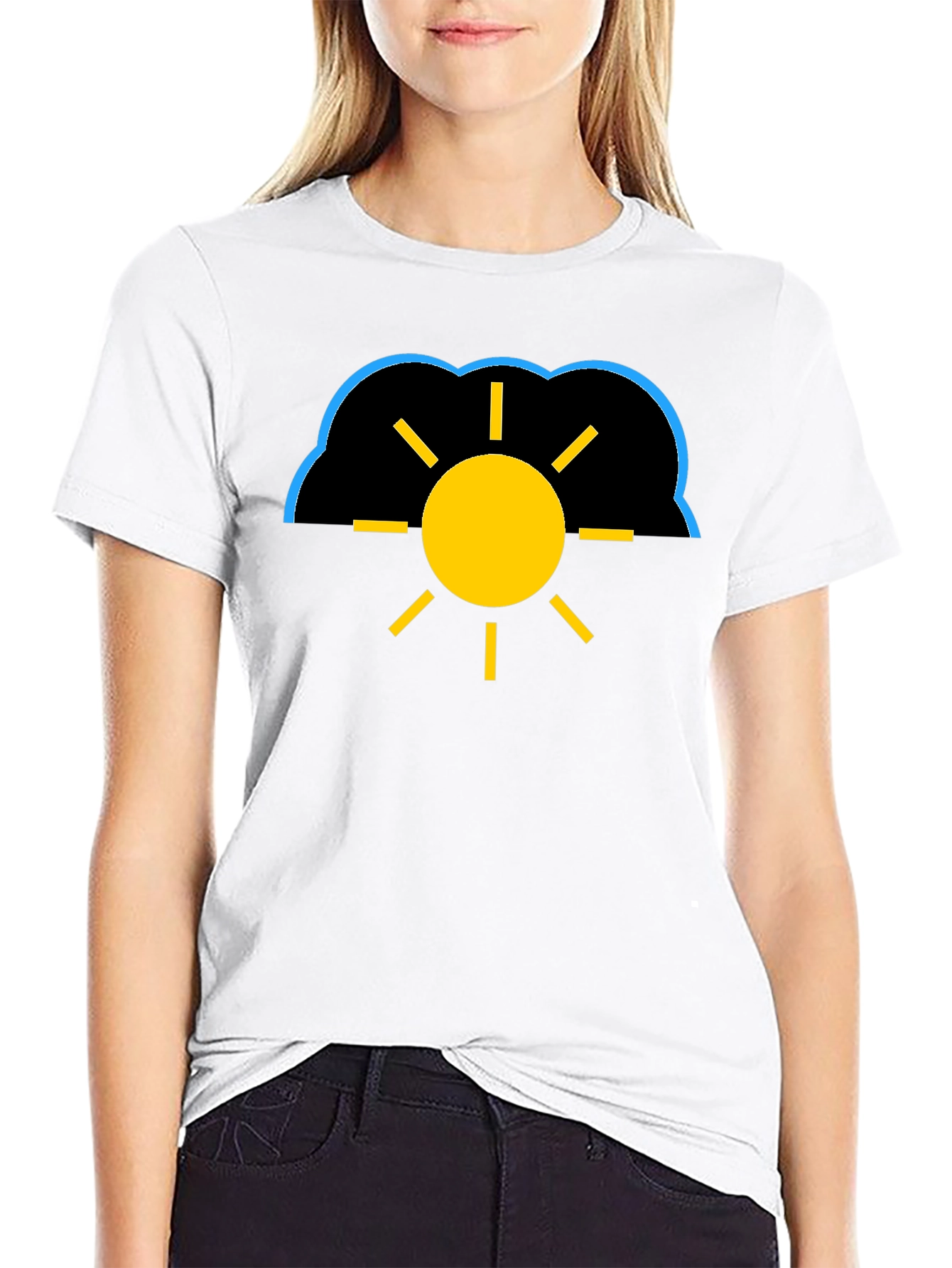 Cloudy Sun Black T-Shirt