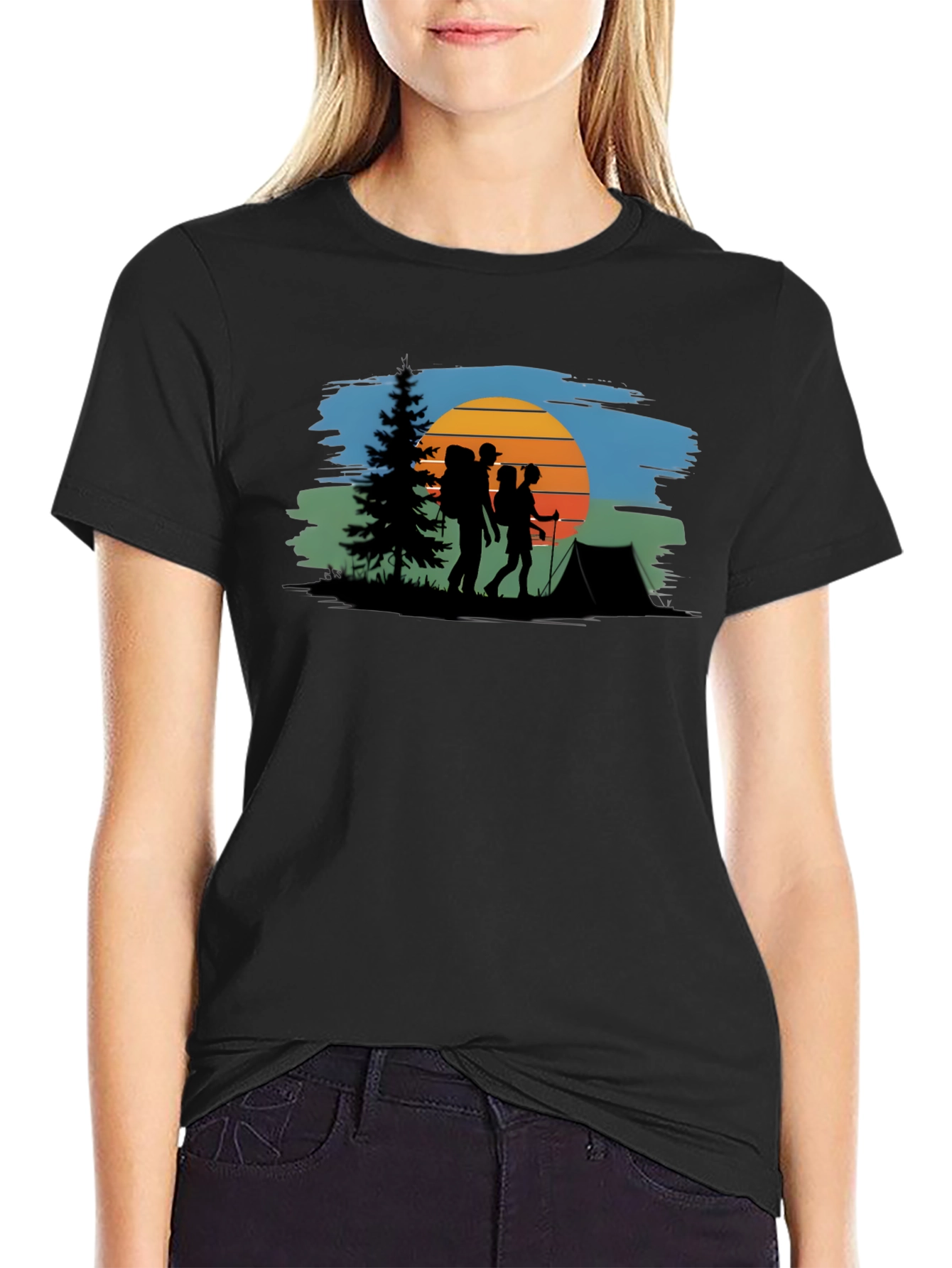 Hiking Adventure T-Shirt - Nature Silhouette Design