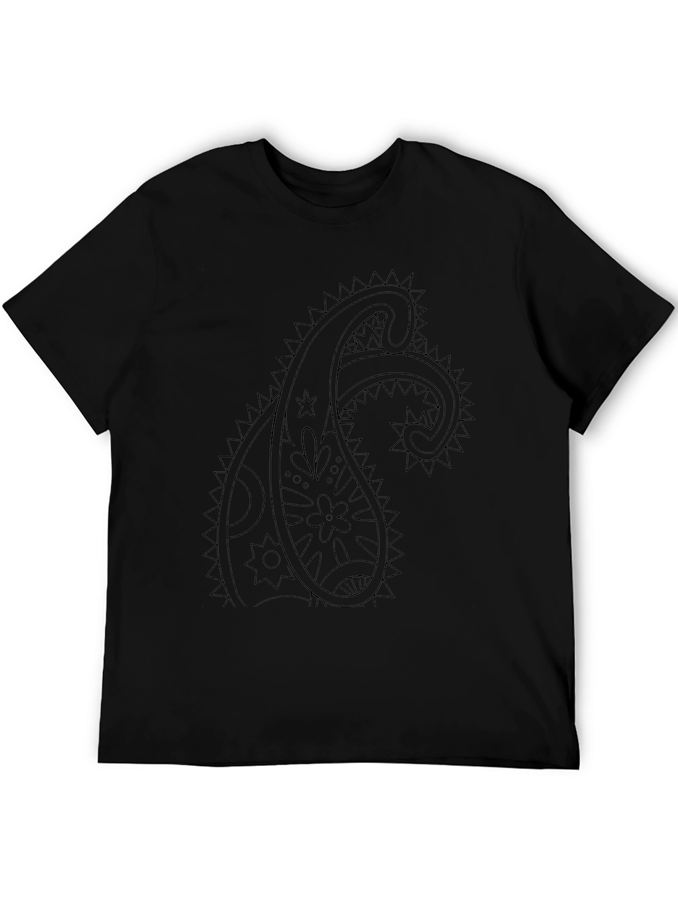 Black Paisley Graphic Tee - Mens Casual T-Shirt