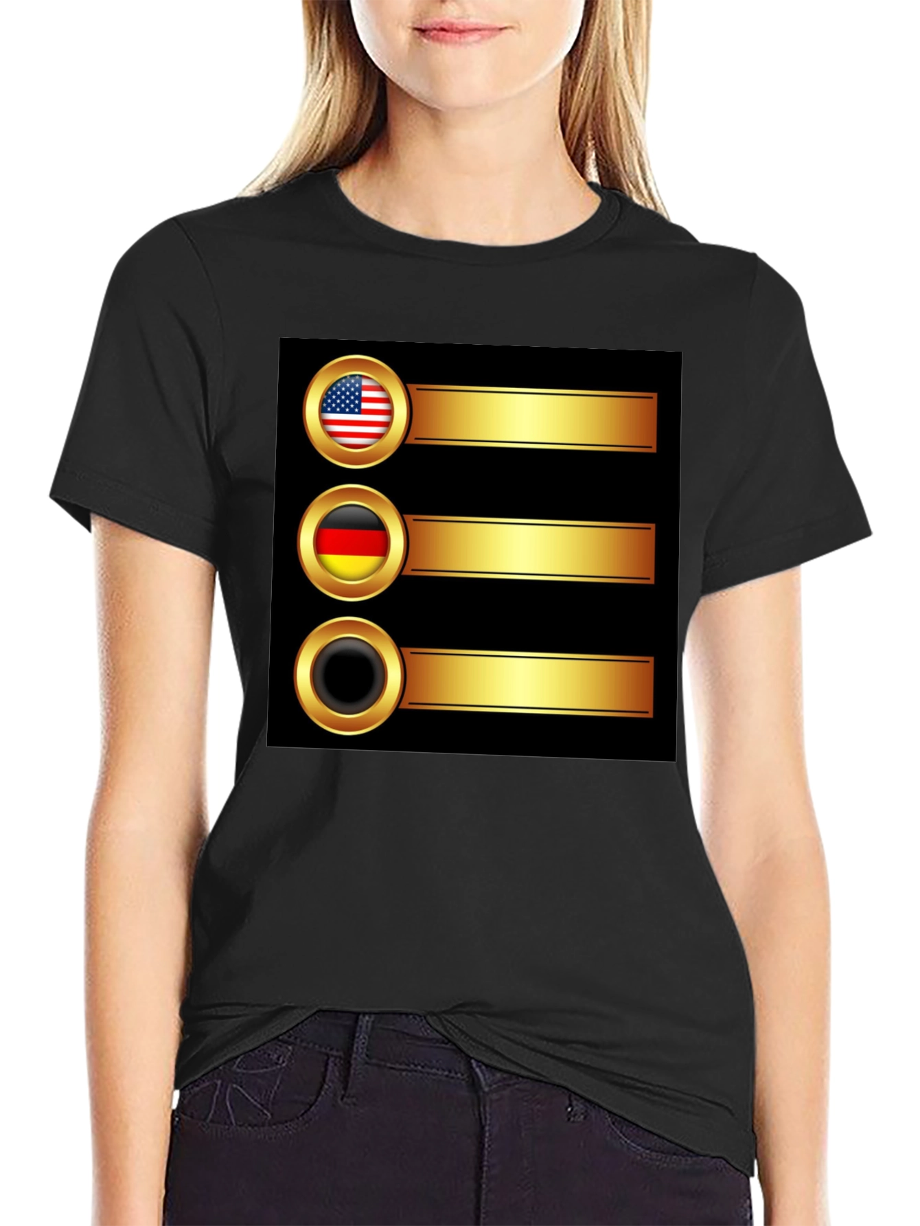 USA Germany T-Shirt Novelty Gold