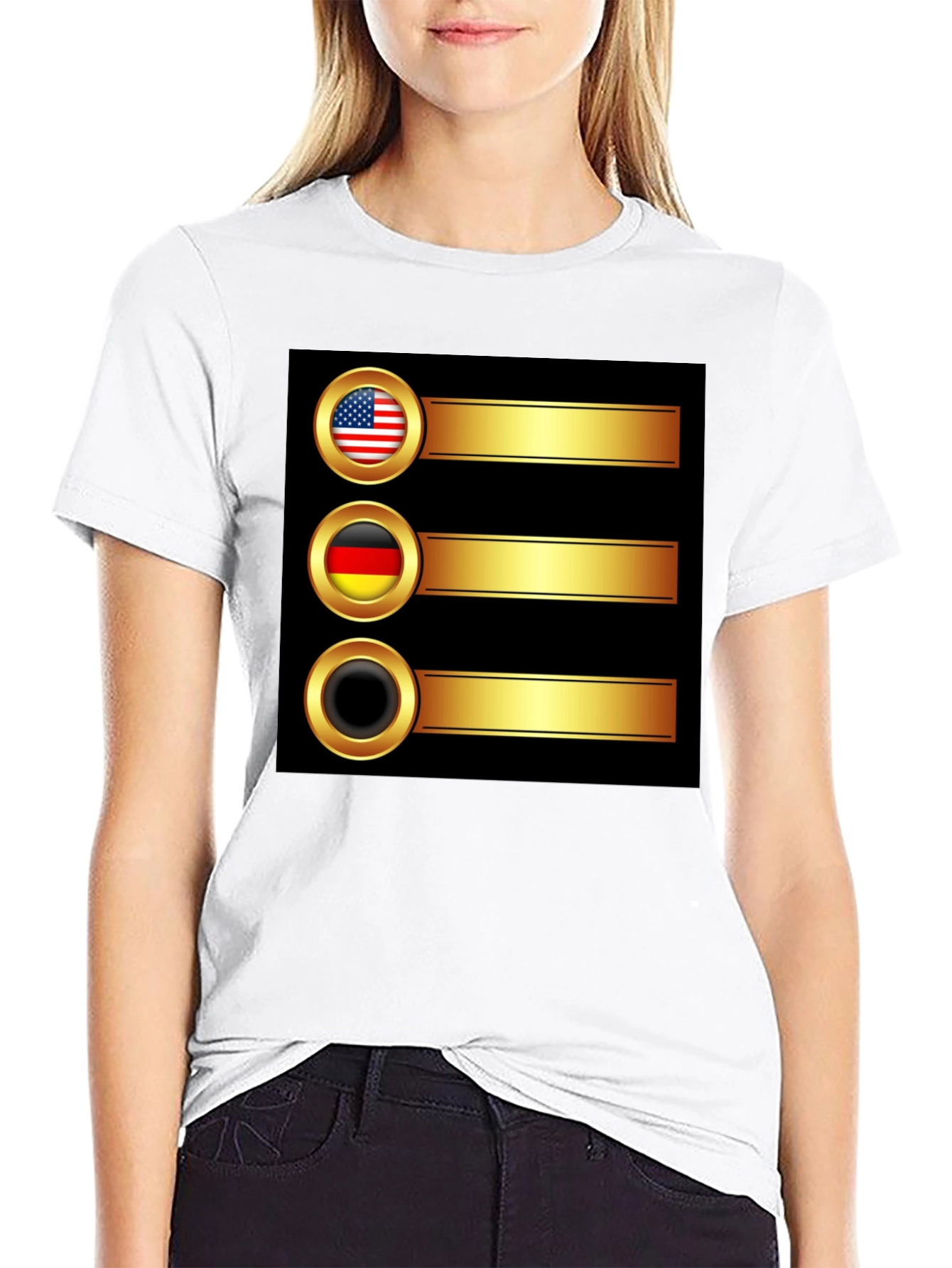 USA Germany T-Shirt Novelty Gold