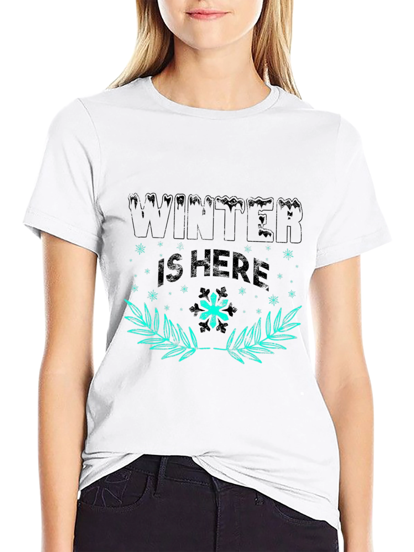 Winter Is Here Graphic Tee - Black Cotton T-Shirt