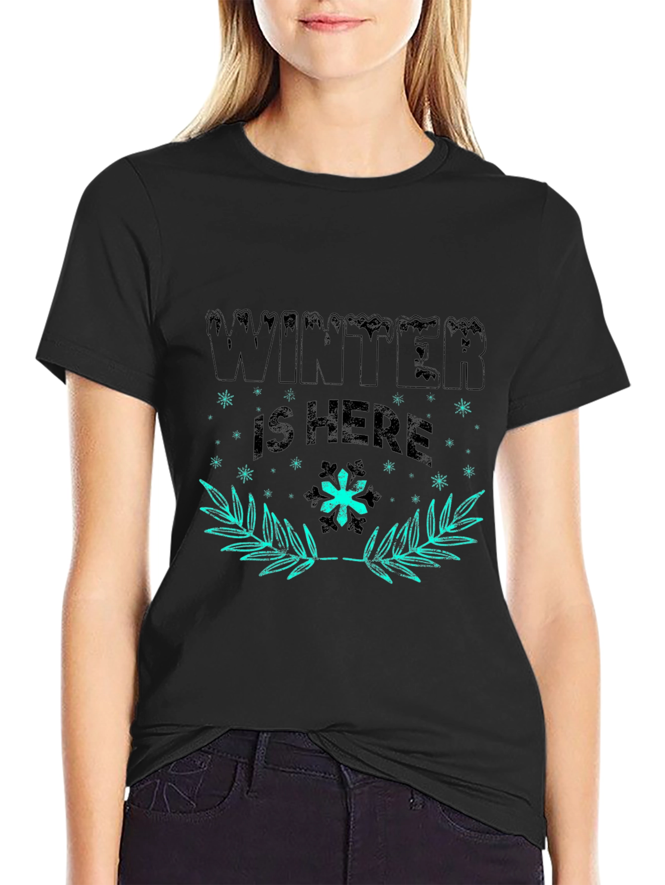 Winter Is Here Graphic Tee - Black Cotton T-Shirt