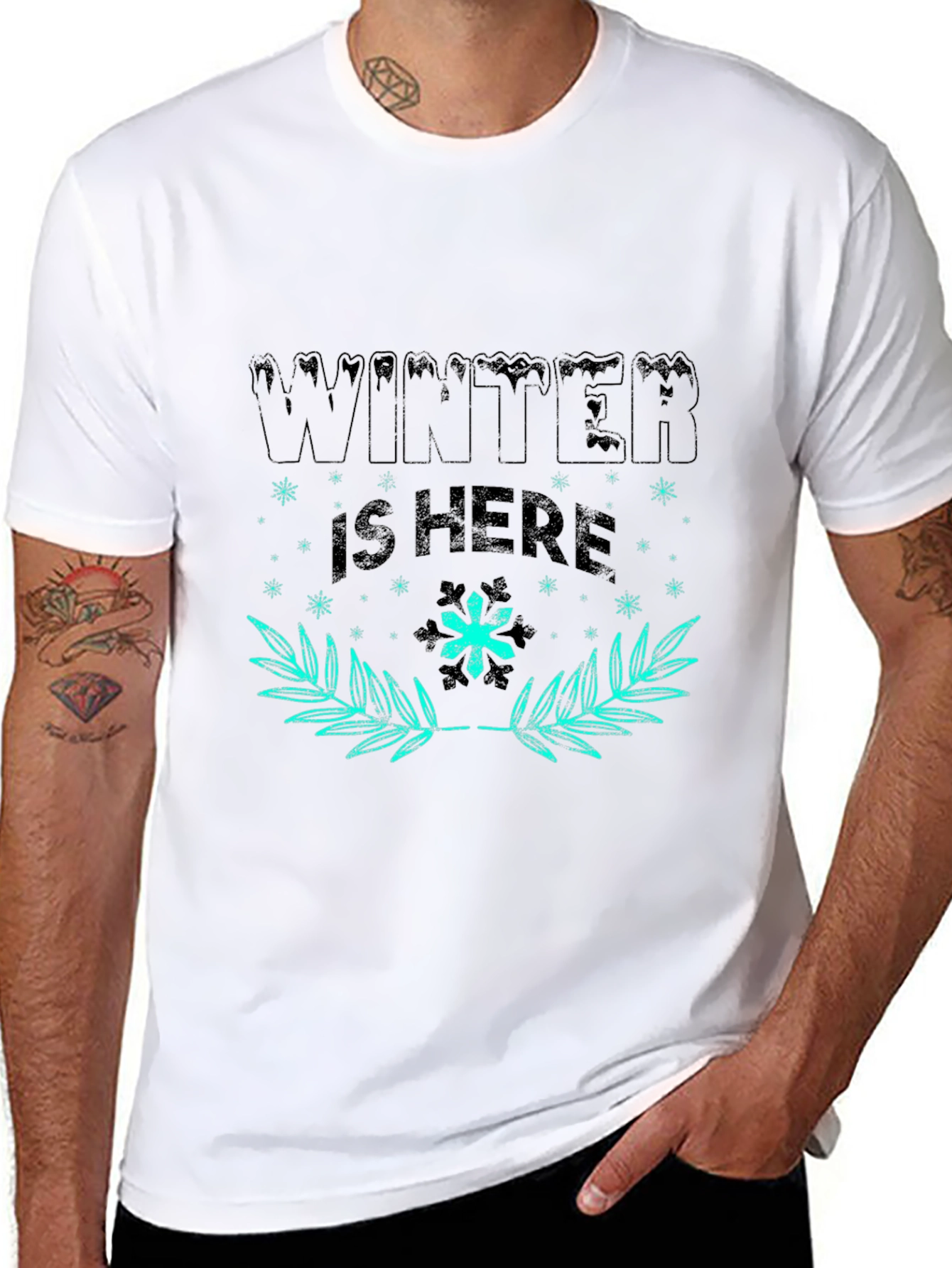 Winter Is Here Graphic Tee - Black Cotton T-Shirt