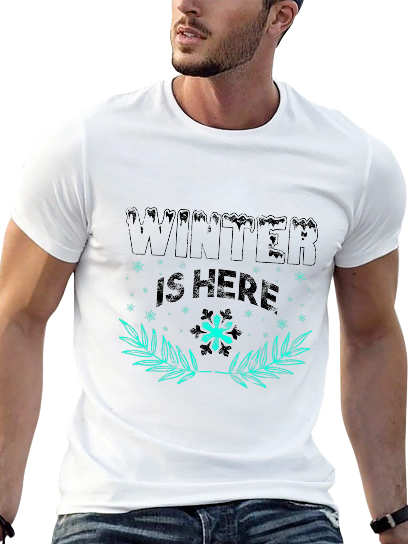 Winter Is Here Graphic Tee - Black Cotton T-Shirt