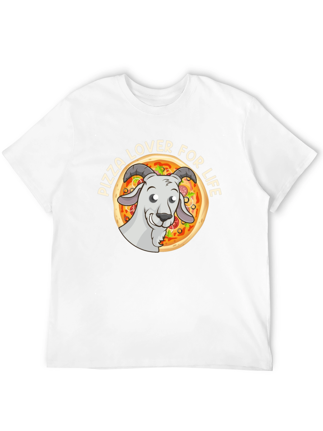 Pizza Lover Goat Graphic Tee - Black