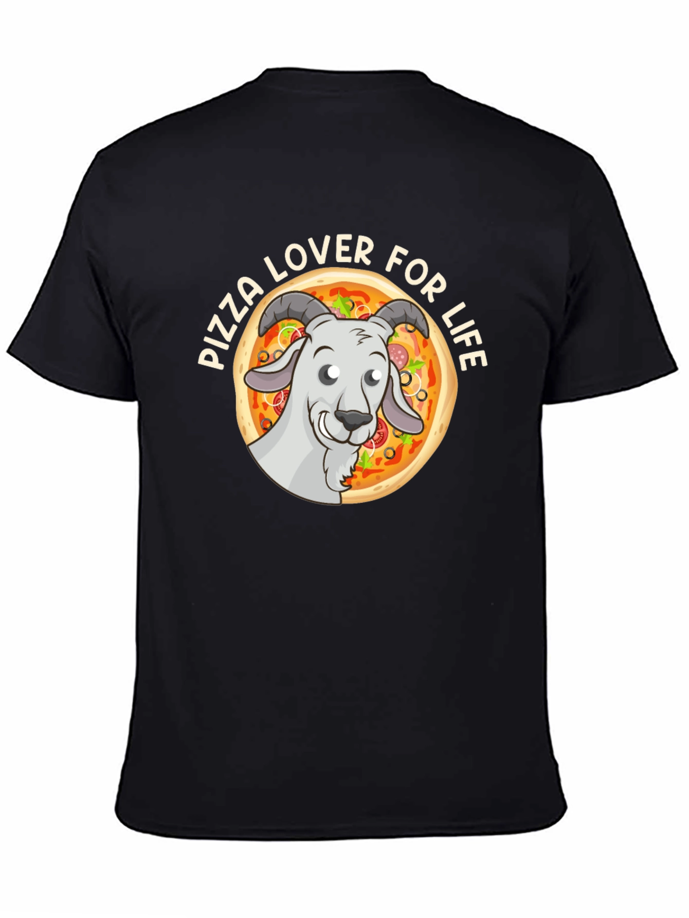 Pizza Lover Goat Graphic Tee - Black