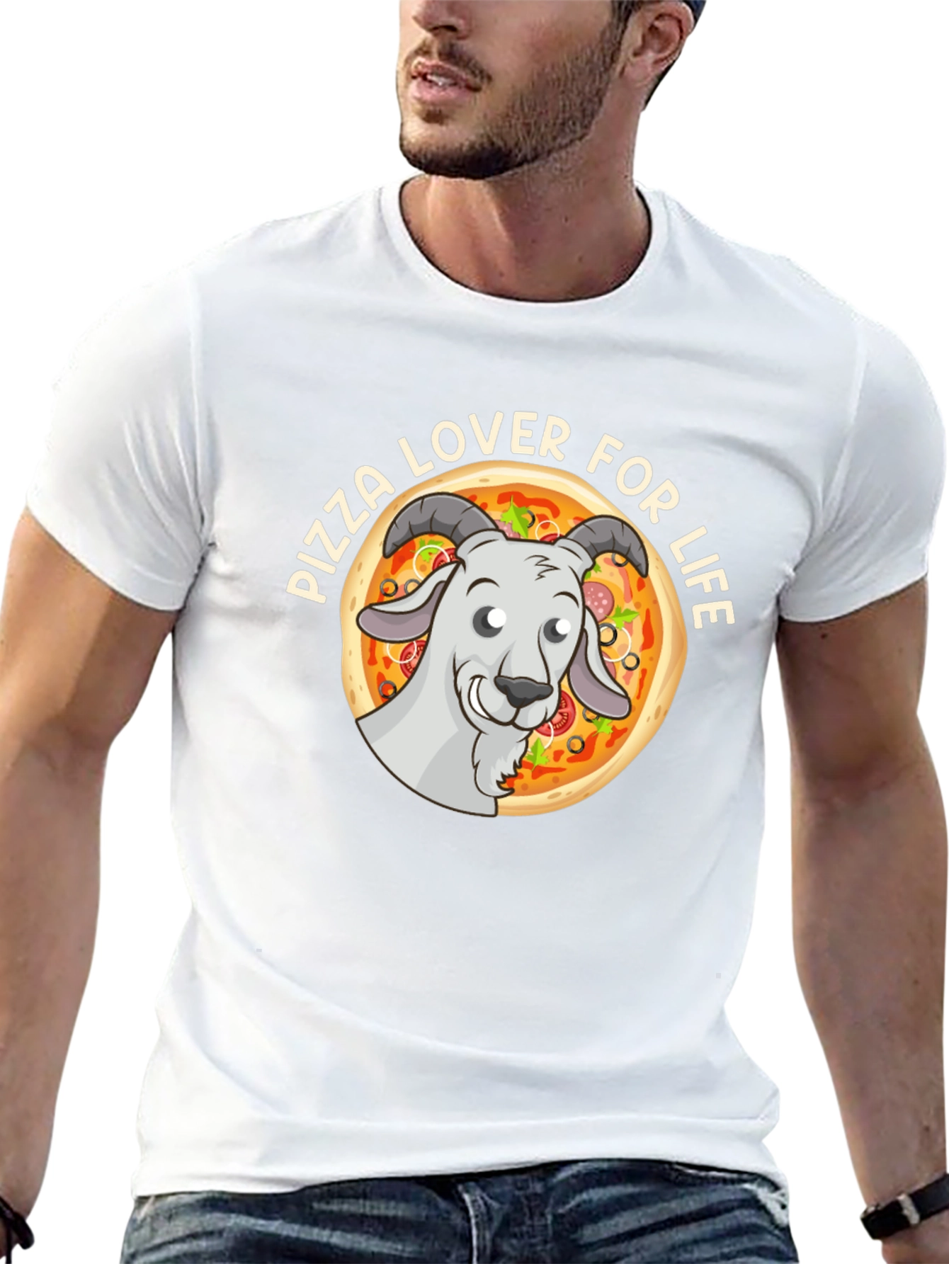 Pizza Lover Goat Graphic Tee - Black