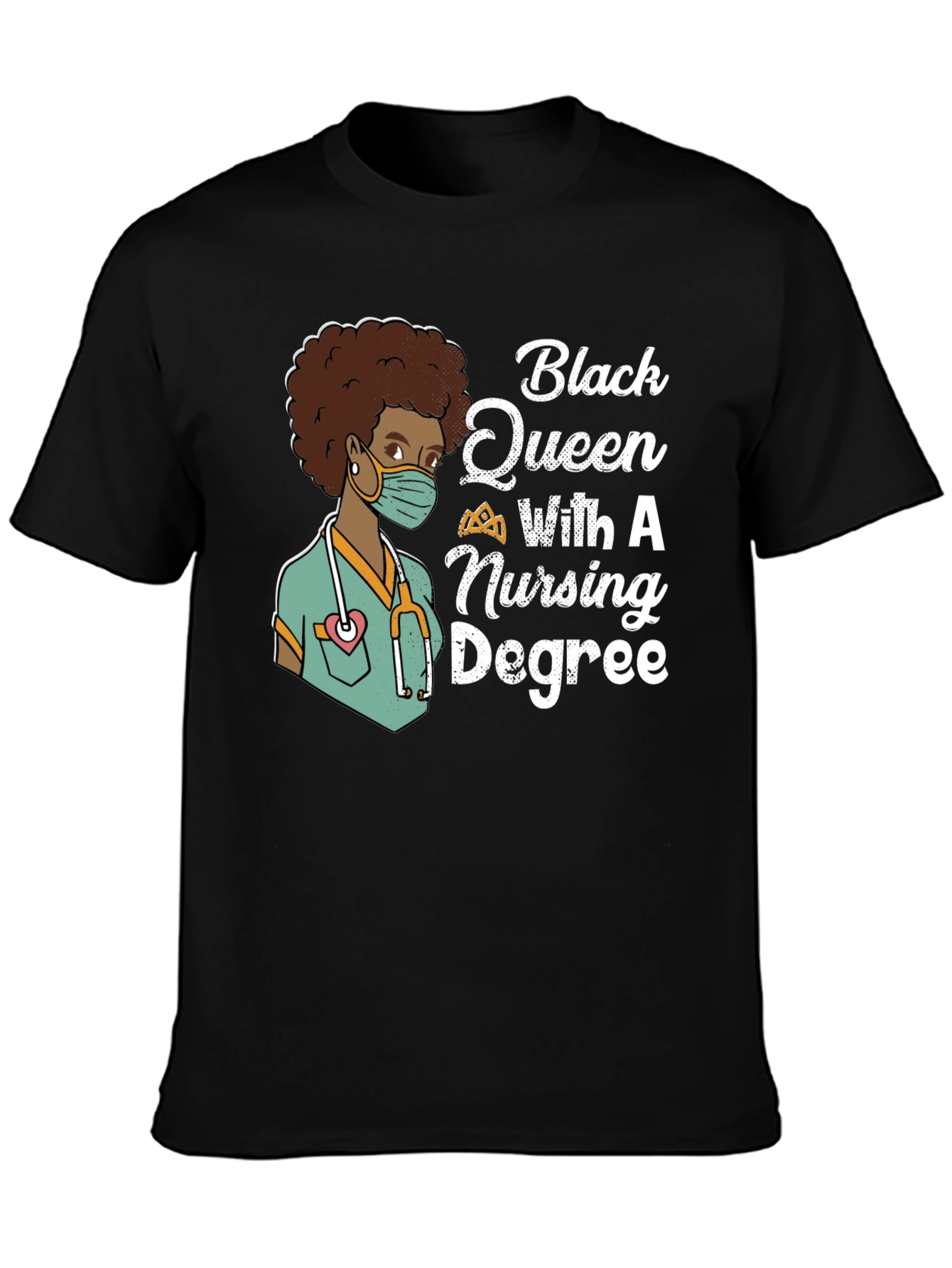 Black Queen Nurse T-Shirt - Nursing Degree Tee