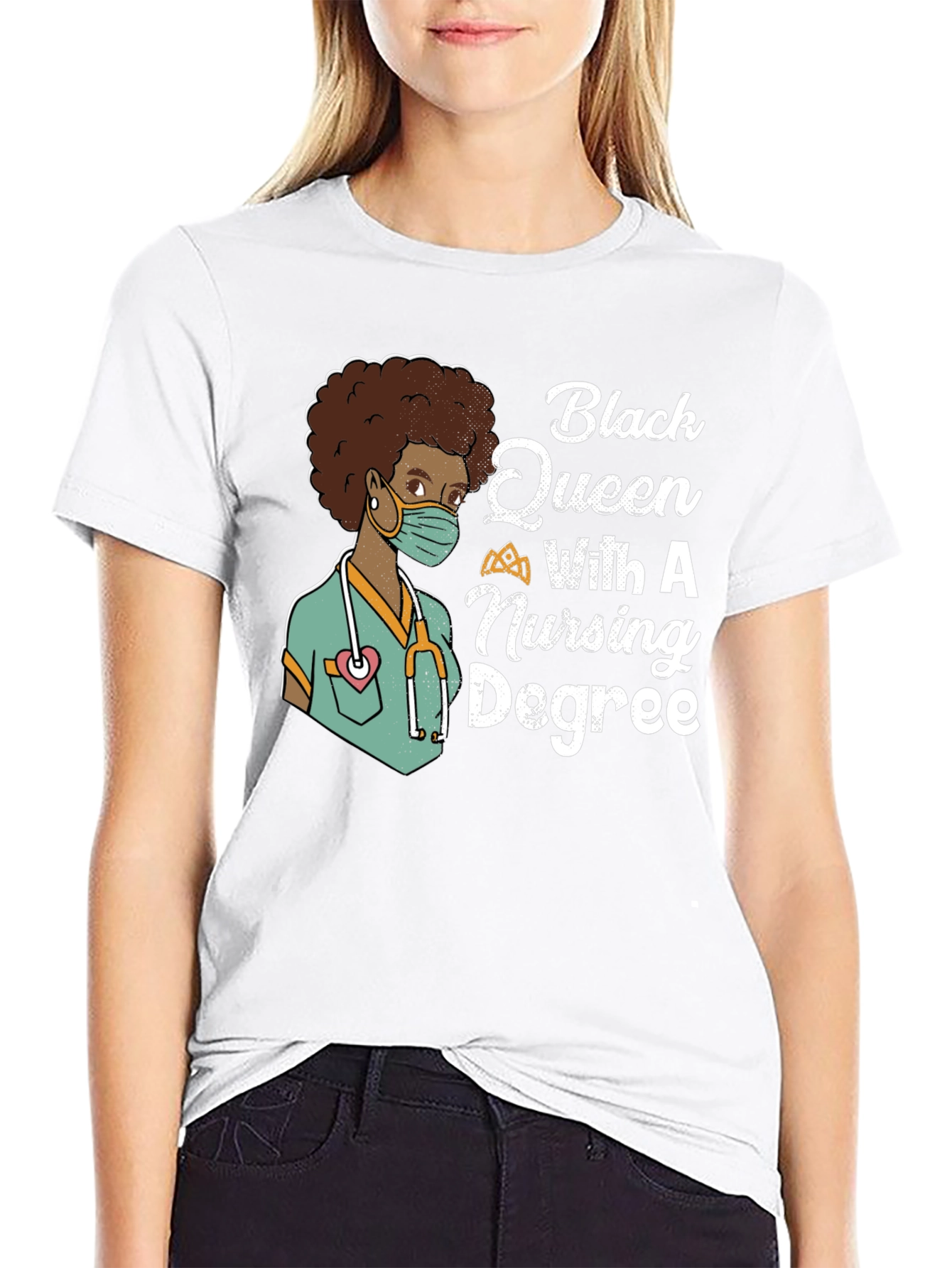Black Queen Nurse T-Shirt - Nursing Degree Tee