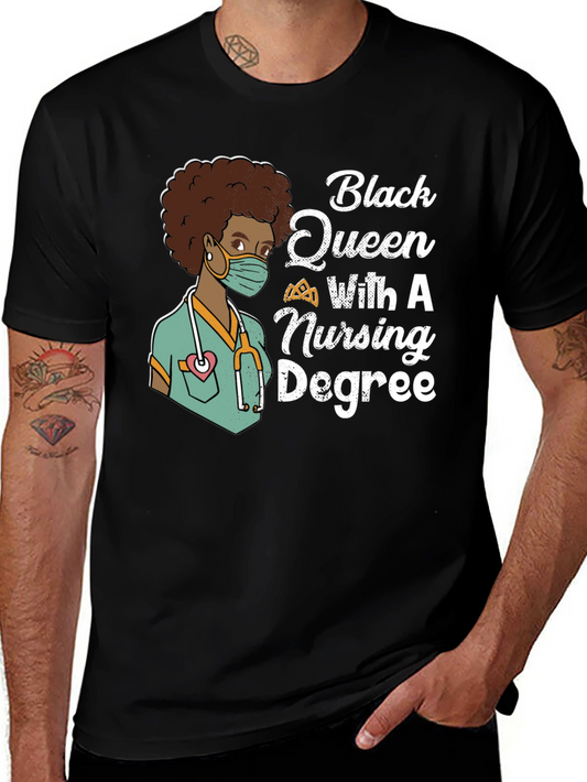 Black Queen Nurse T-Shirt - Nursing Degree Tee