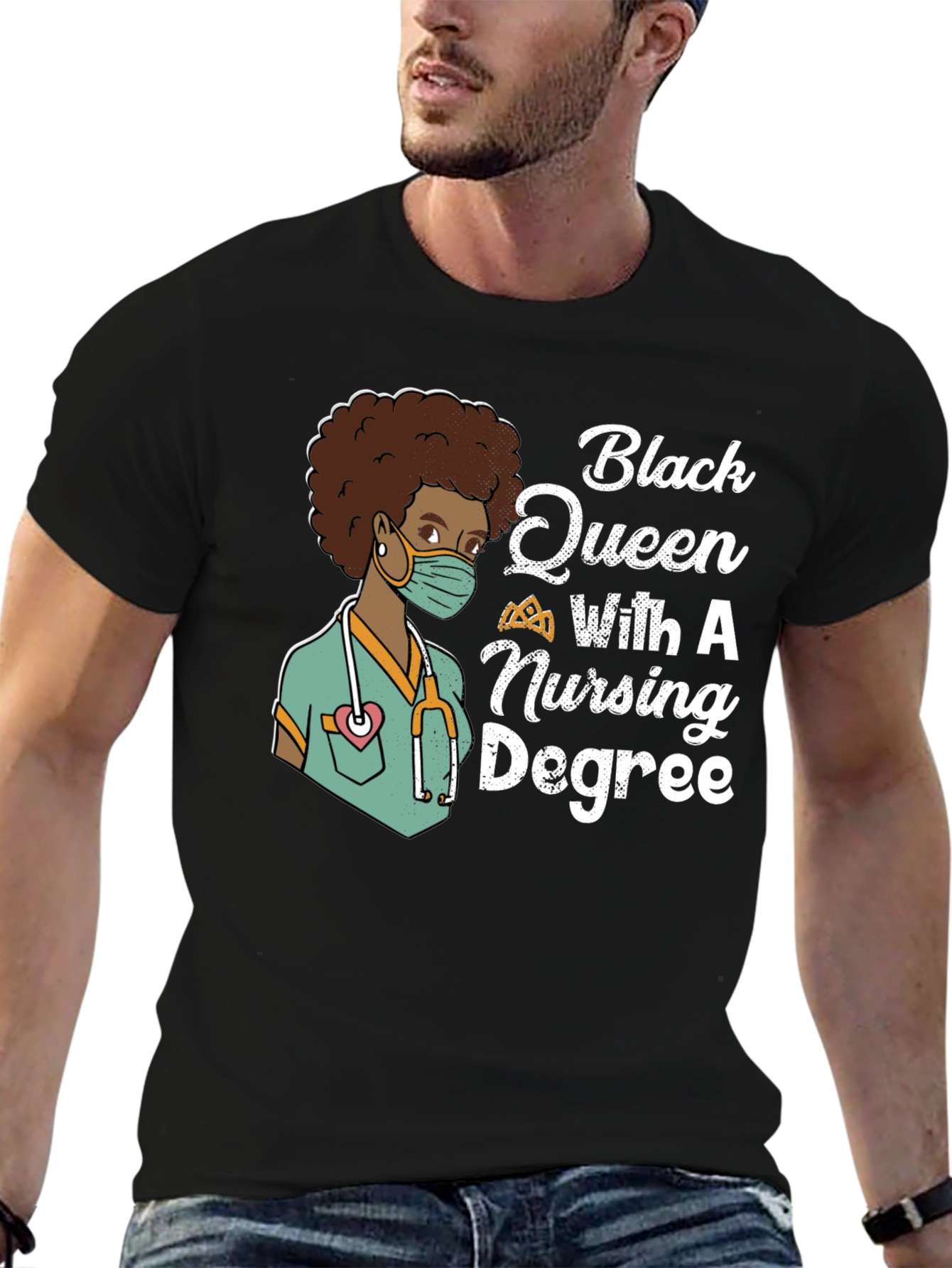 Black Queen Nurse T-Shirt - Nursing Degree Tee